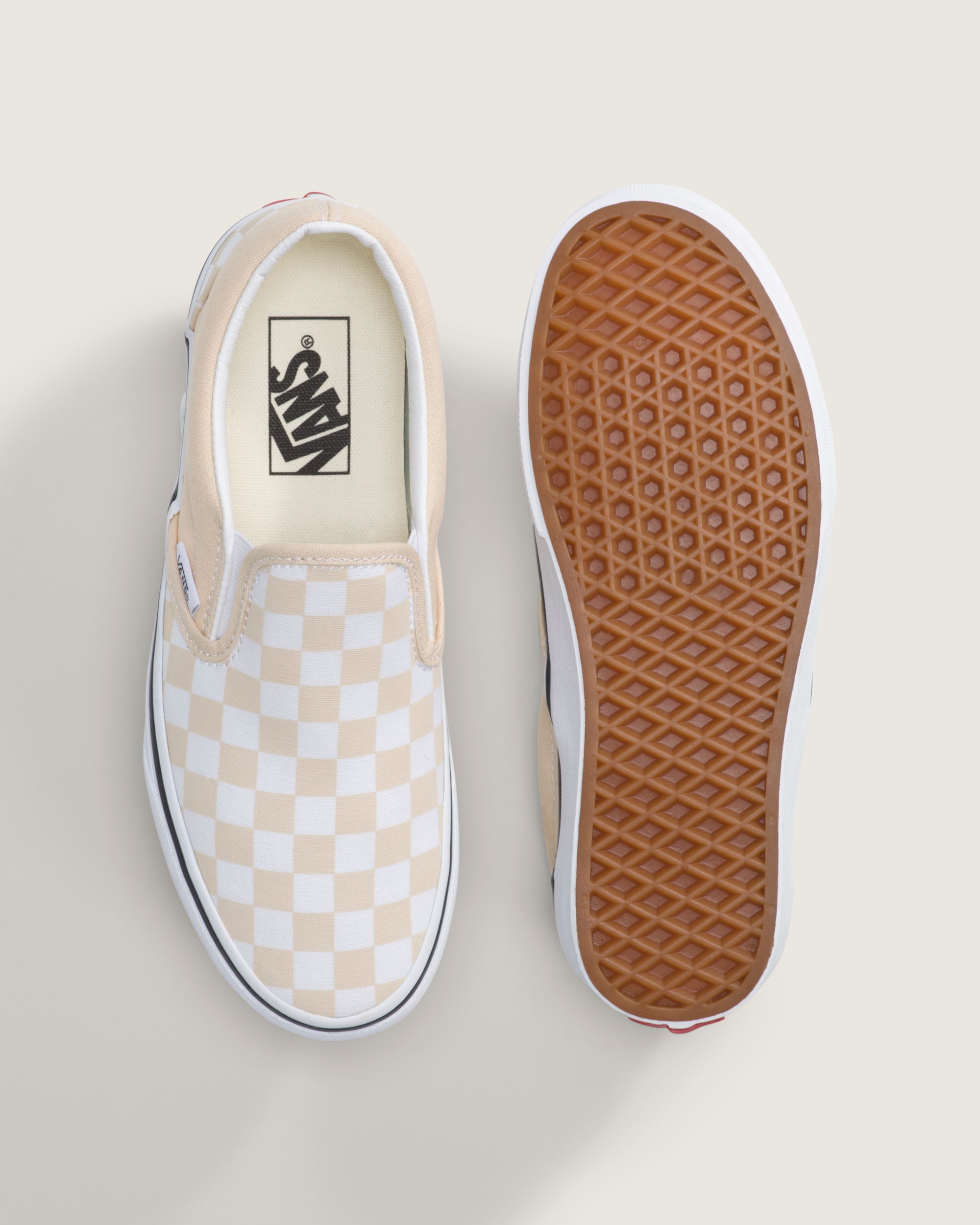Classic SlipOn Checkerboard Shoe VANS Checkerboard Creme Brule Beige ALT2