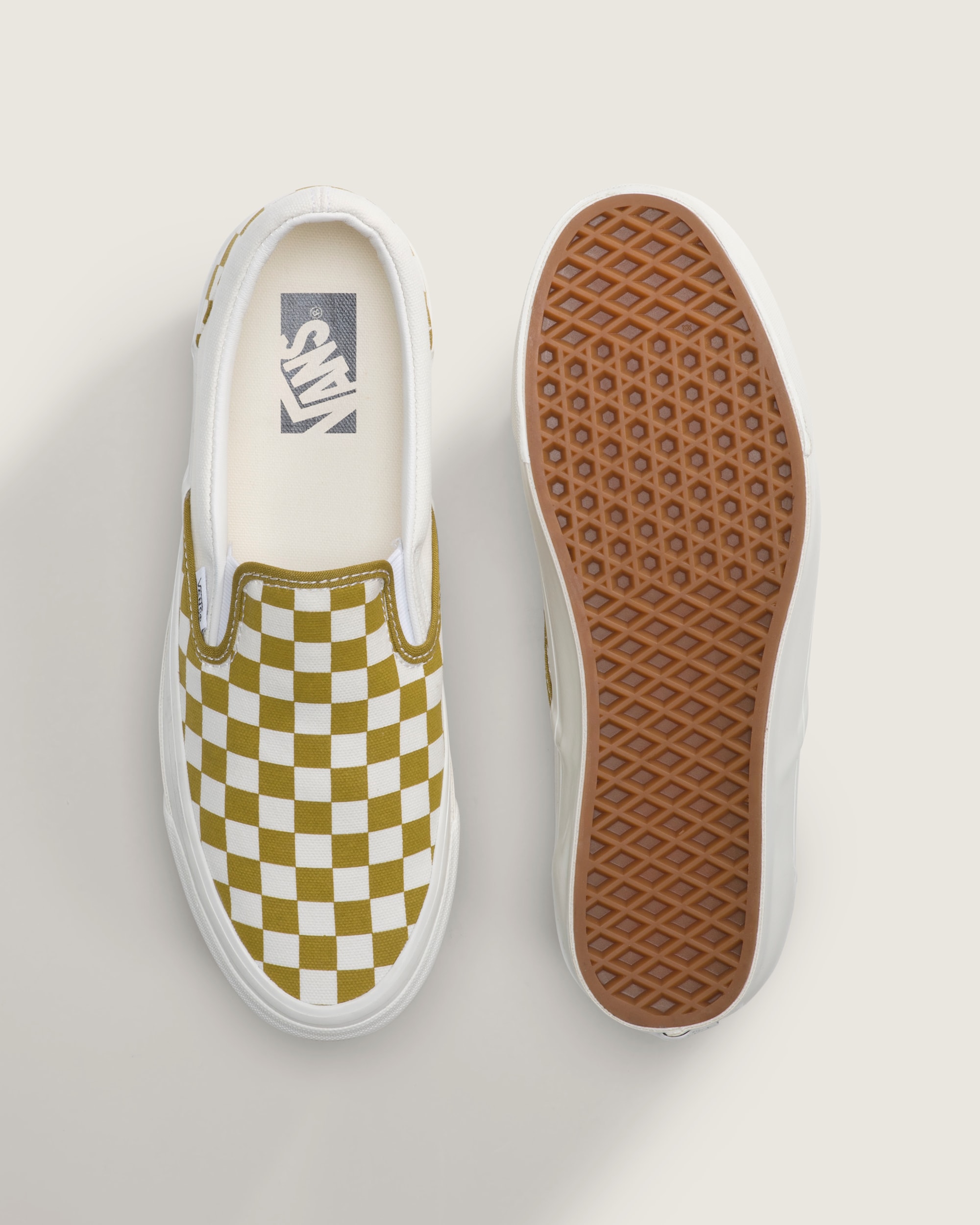 Premium Classic SlipOn Checkerboard Shoe VANS Checkerboard Burnt Gold Yellow ALT2