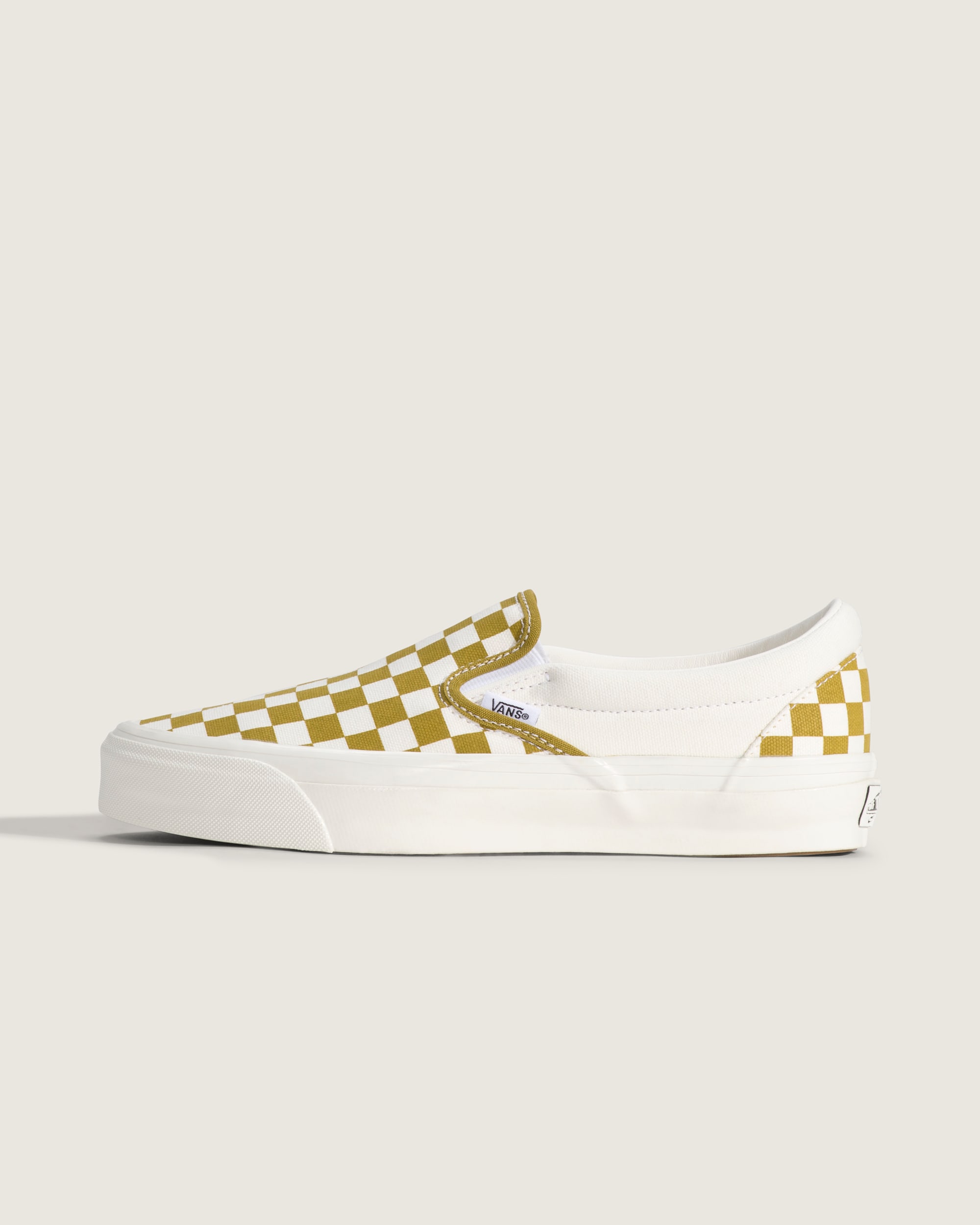 Premium Classic SlipOn Checkerboard Shoe VANS Checkerboard Burnt Gold Yellow HERO