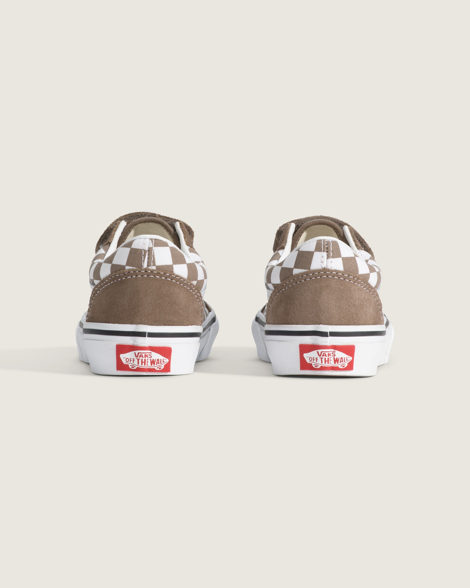 Little Kids Old Skool V Checkerboard Shoe VANS Checkerboard Walnut Brown ALT3