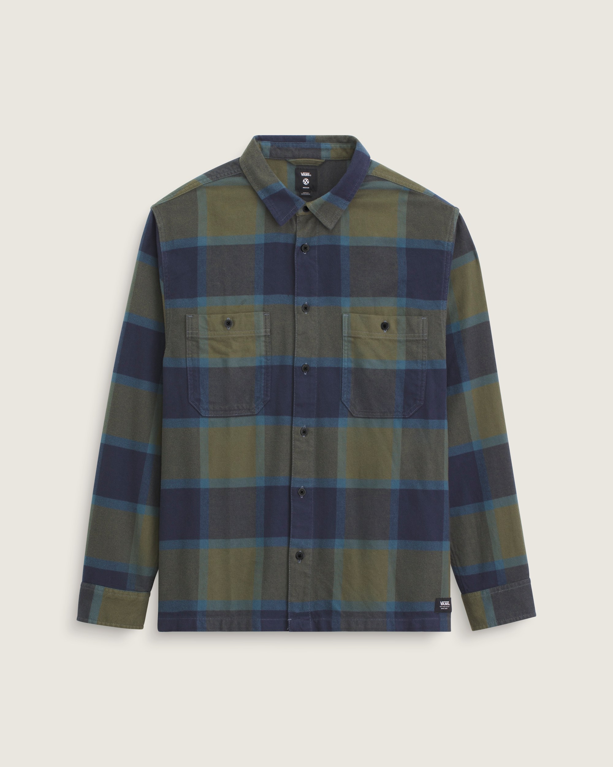 Larkspur Plaid Flannel Shirt VANS Grape Leaf Green  Parisian Night Blue HERO
