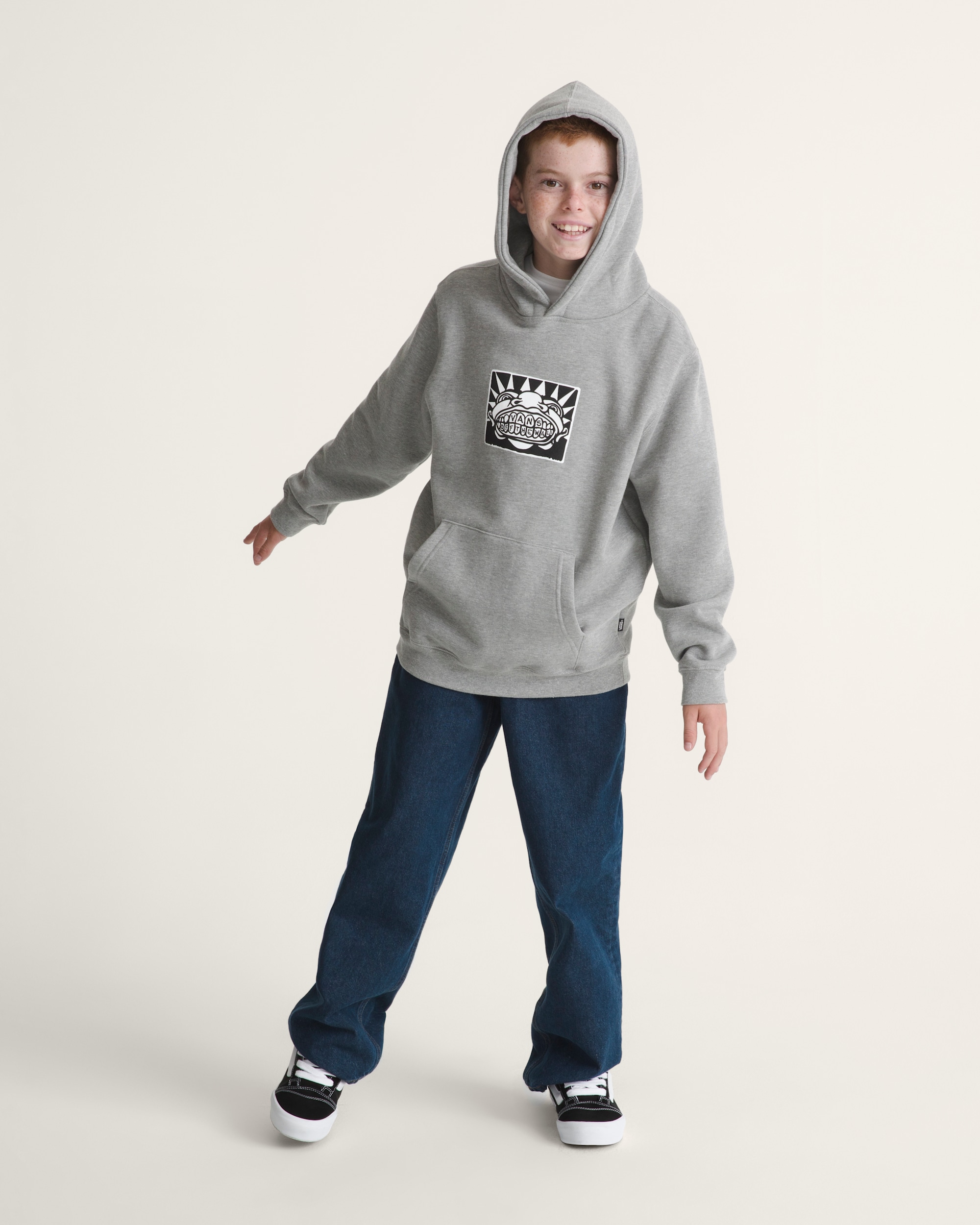 Kids Vans Mouf Pullover Hoodie VANS Cement Heather Grey ALT4