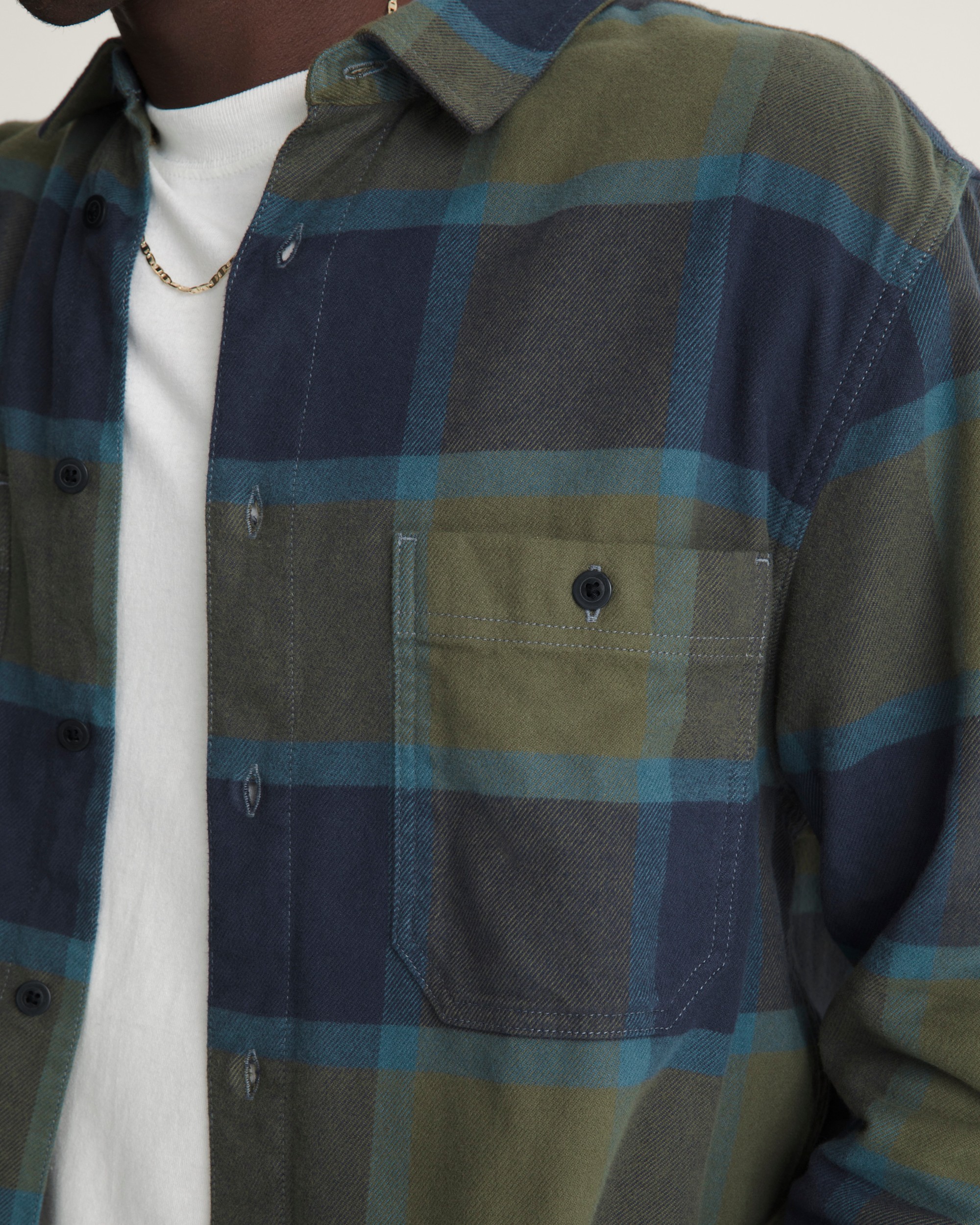 Larkspur Plaid Flannel Shirt VANS Grape Leaf Green  Parisian Night Blue ALT4
