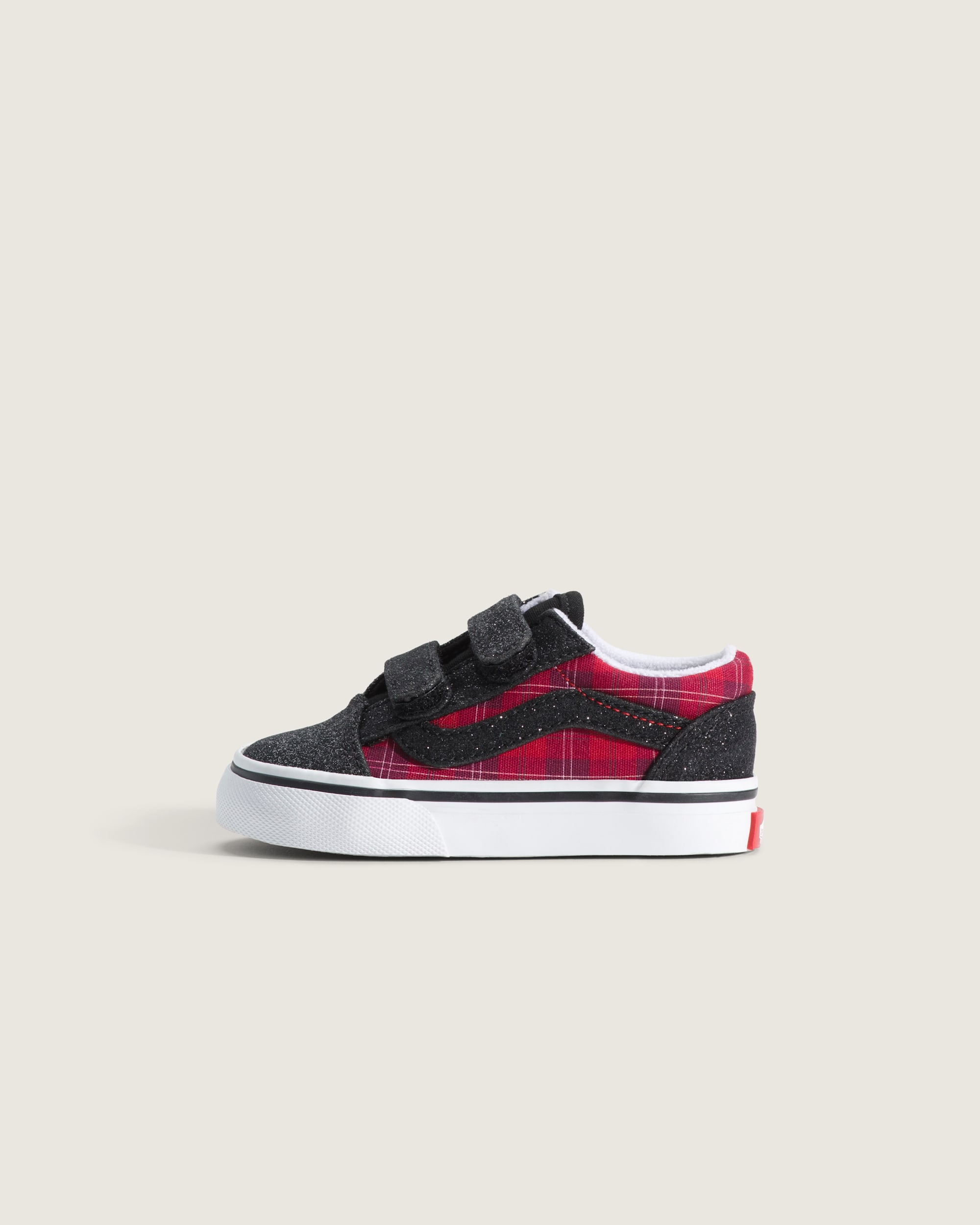 Toddler Old Skool V Shoe in Glitter Plaid Red / Black | Vans