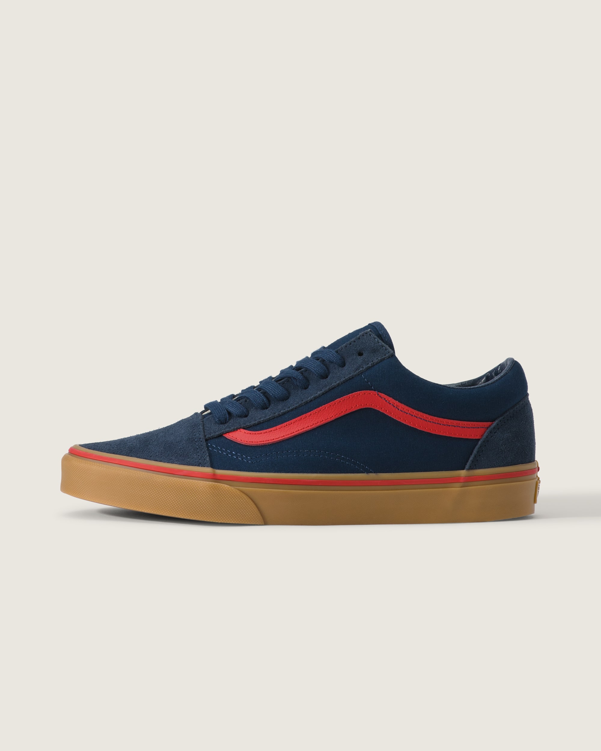 Vans Style 36 Vans Old Skool Red Gum Old Skool Gum Shoe In Navy