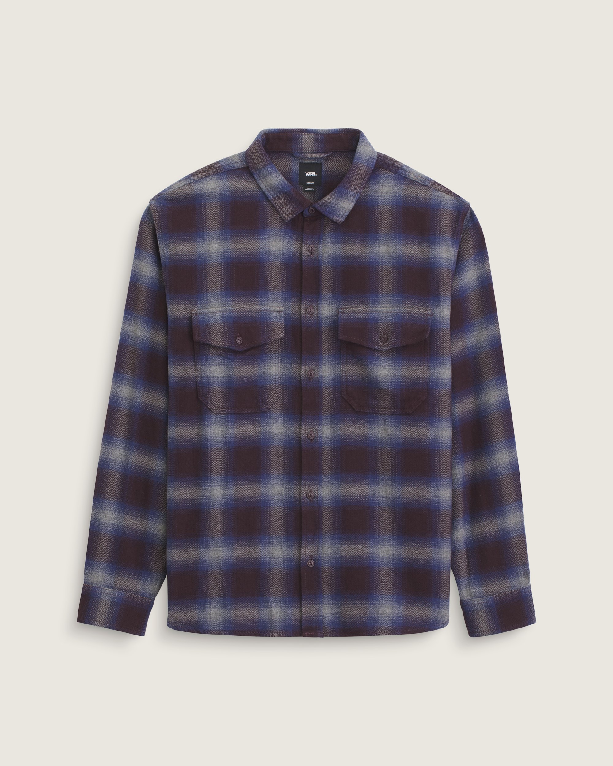 Bixby Plaid Flannel Shirt VANS Dark Port Red  Pewter Heather Grey HERO