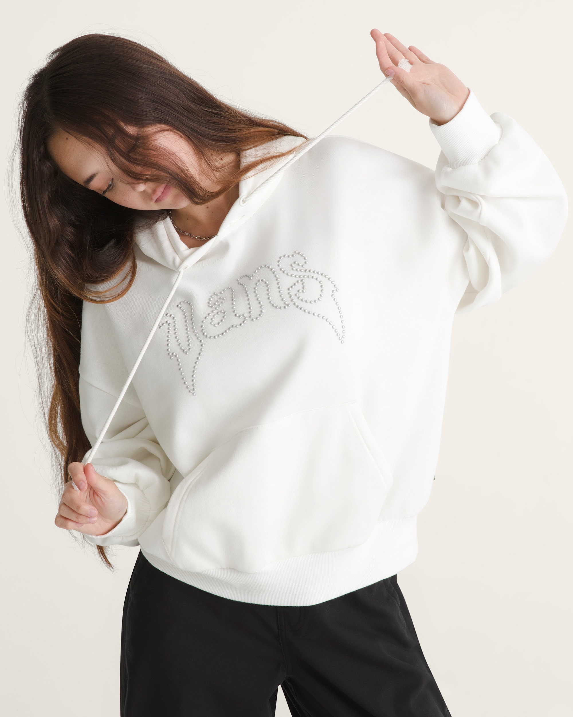 Pearls Logo Retro Pullover Sweatshirt VANS Marshmallow White ALT2