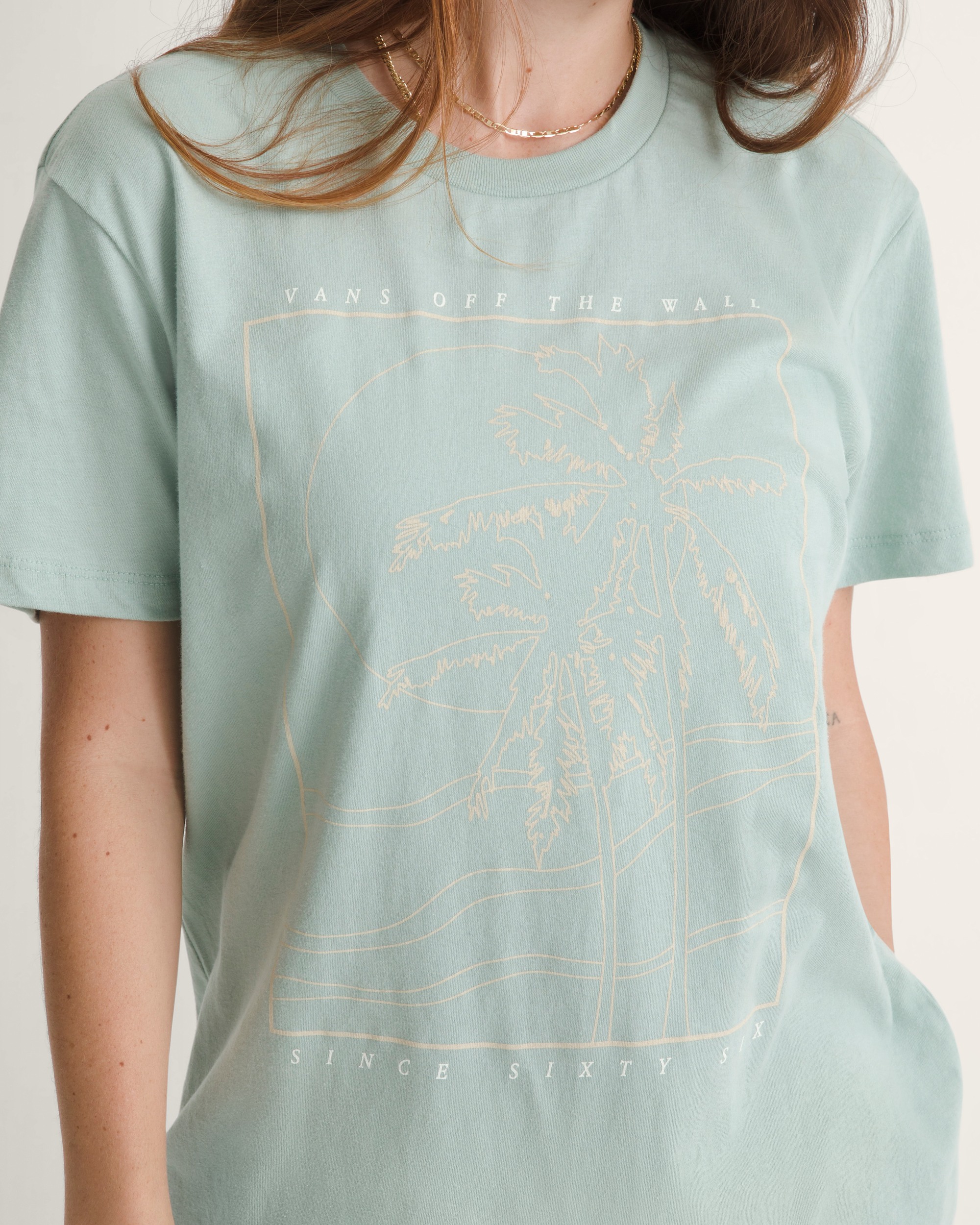 Sunset Palm BFF TShirt VANS Grey Mint Green ALT2