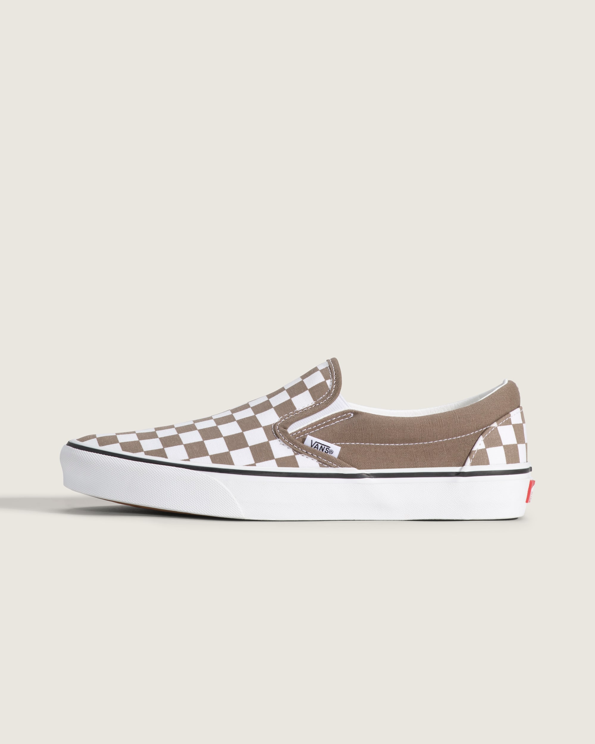 Classic SlipOn Checkerboard Shoe VANS Checkerboard Walnut Brown  White HERO
