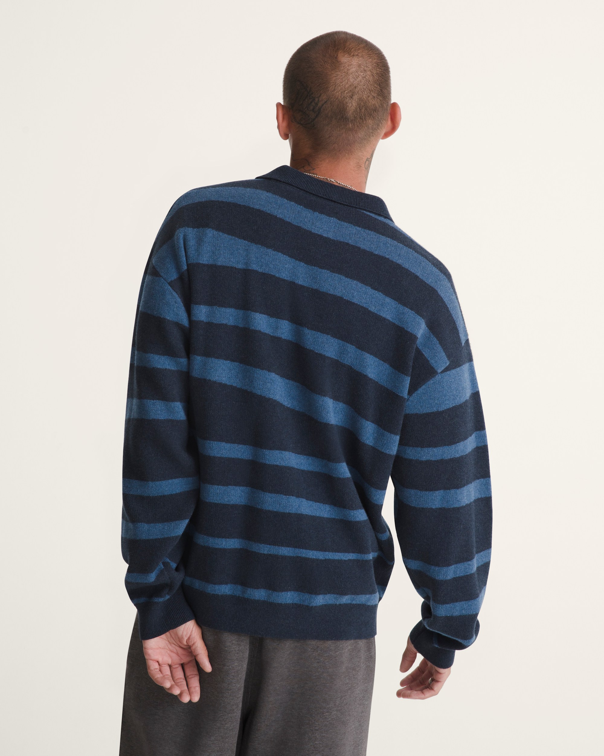 Davis Stripe Polo Sweater VANS Parisian Night Blue ALT3