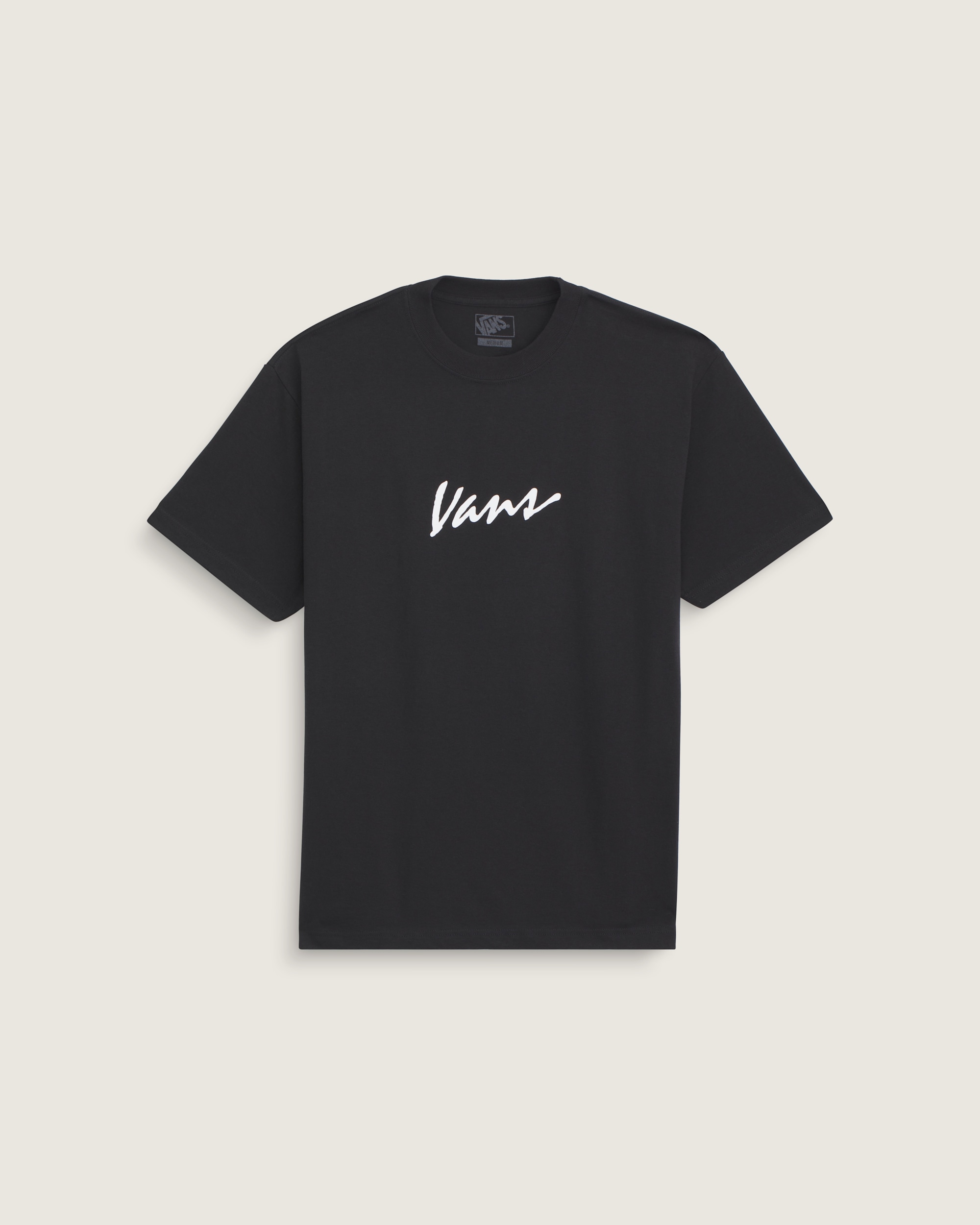 Classic Script TShirt VANS Black  White HERO