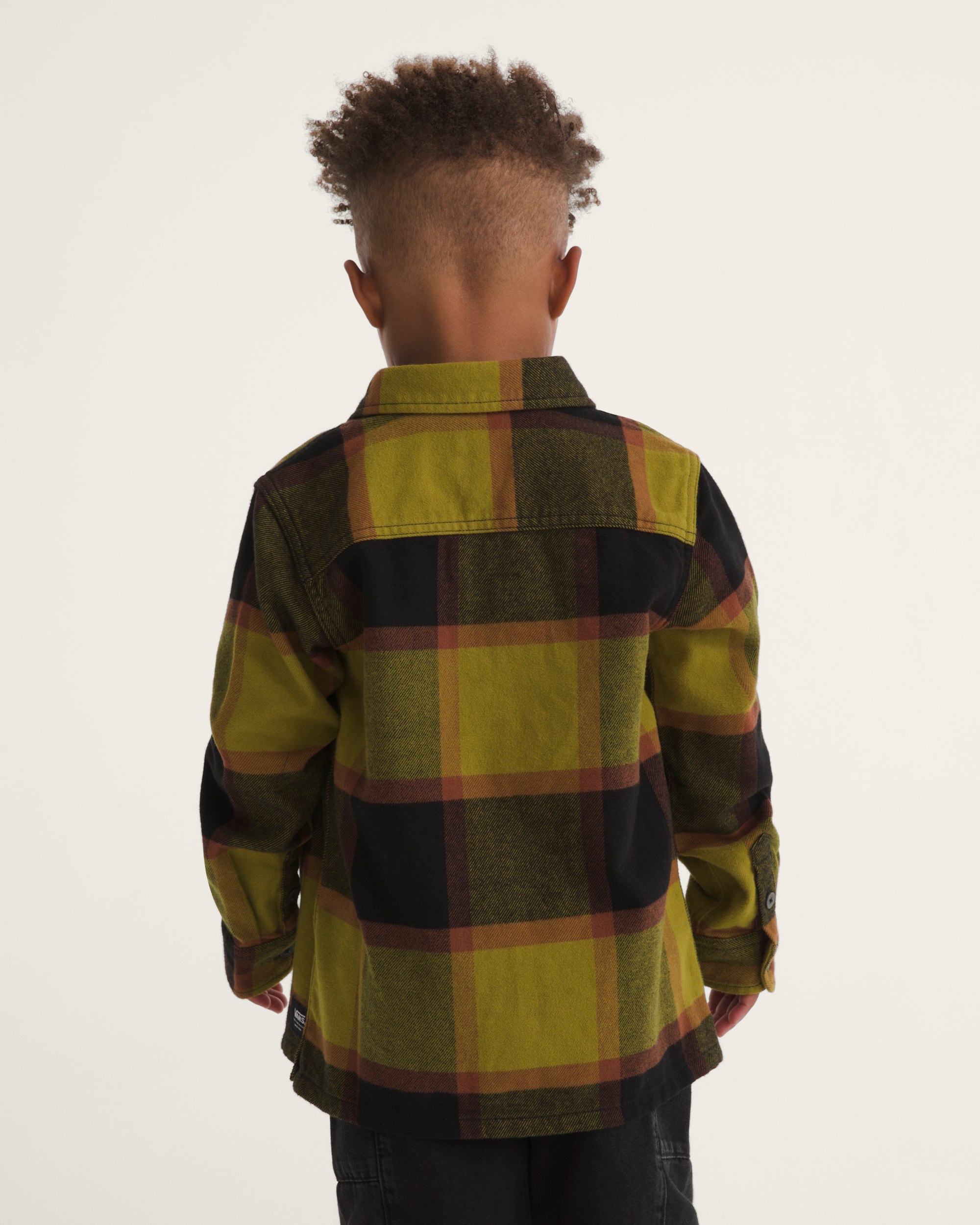Little Kids Larkspur Plaid Flannel Shirt VANS Burnt Gold Yellow  Black ALT3
