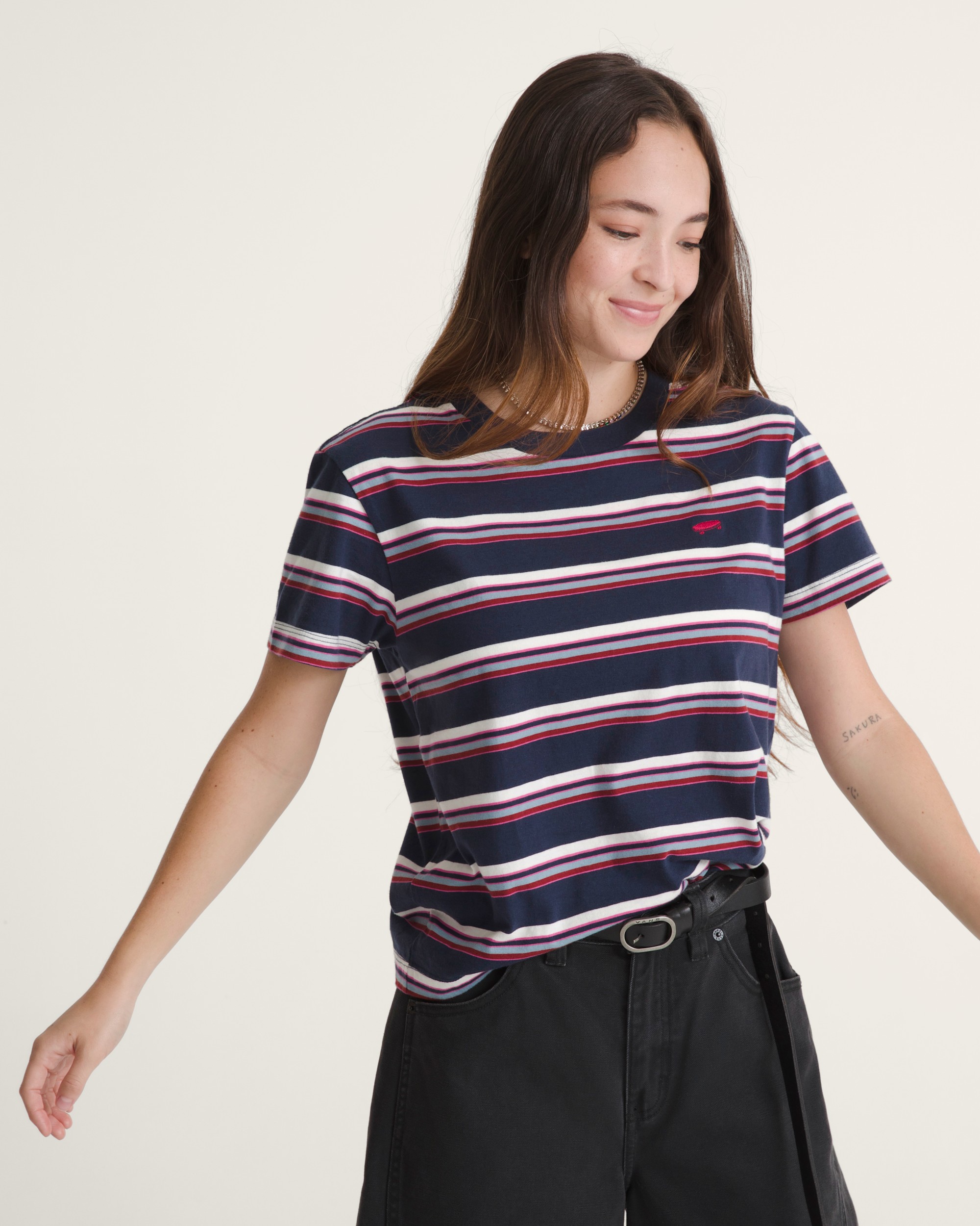 Salton Stripe TShirt VANS Navy Blue HERO