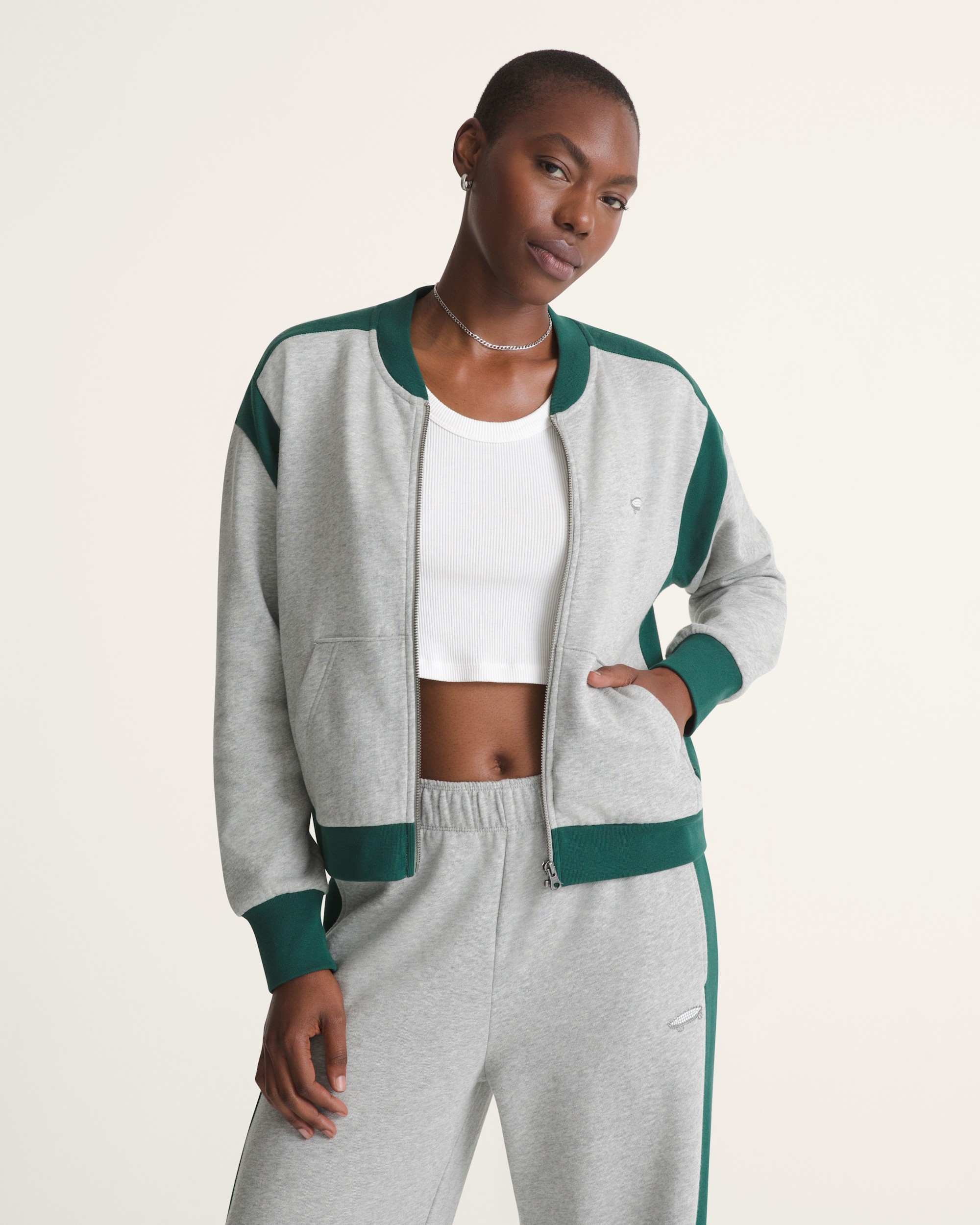 Rookie Track Zip Sweatshirt VANS Grey  Emerald Green HERO