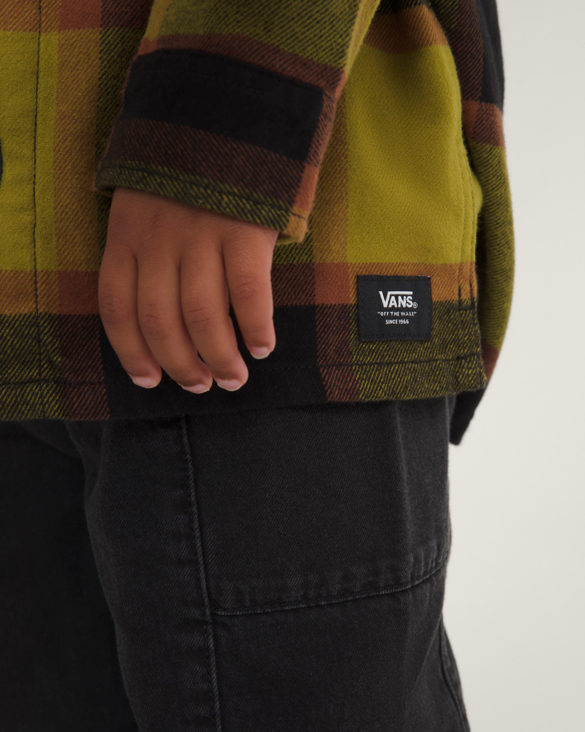 Little Kids Larkspur Plaid Flannel Shirt VANS Burnt Gold Yellow  Black ALT4