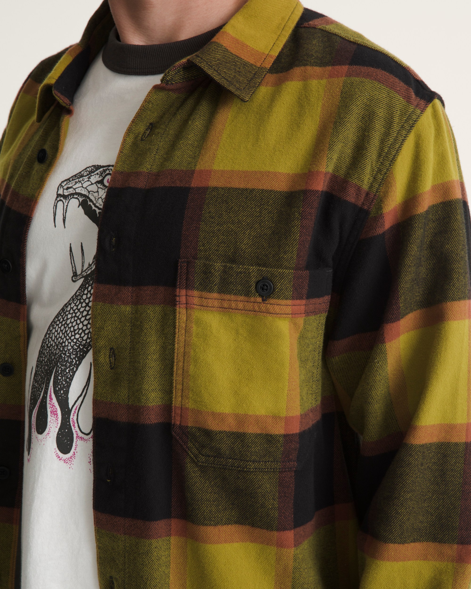 Larkspur Plaid Flannel Shirt VANS Burnt Gold Yellow  Black ALT4