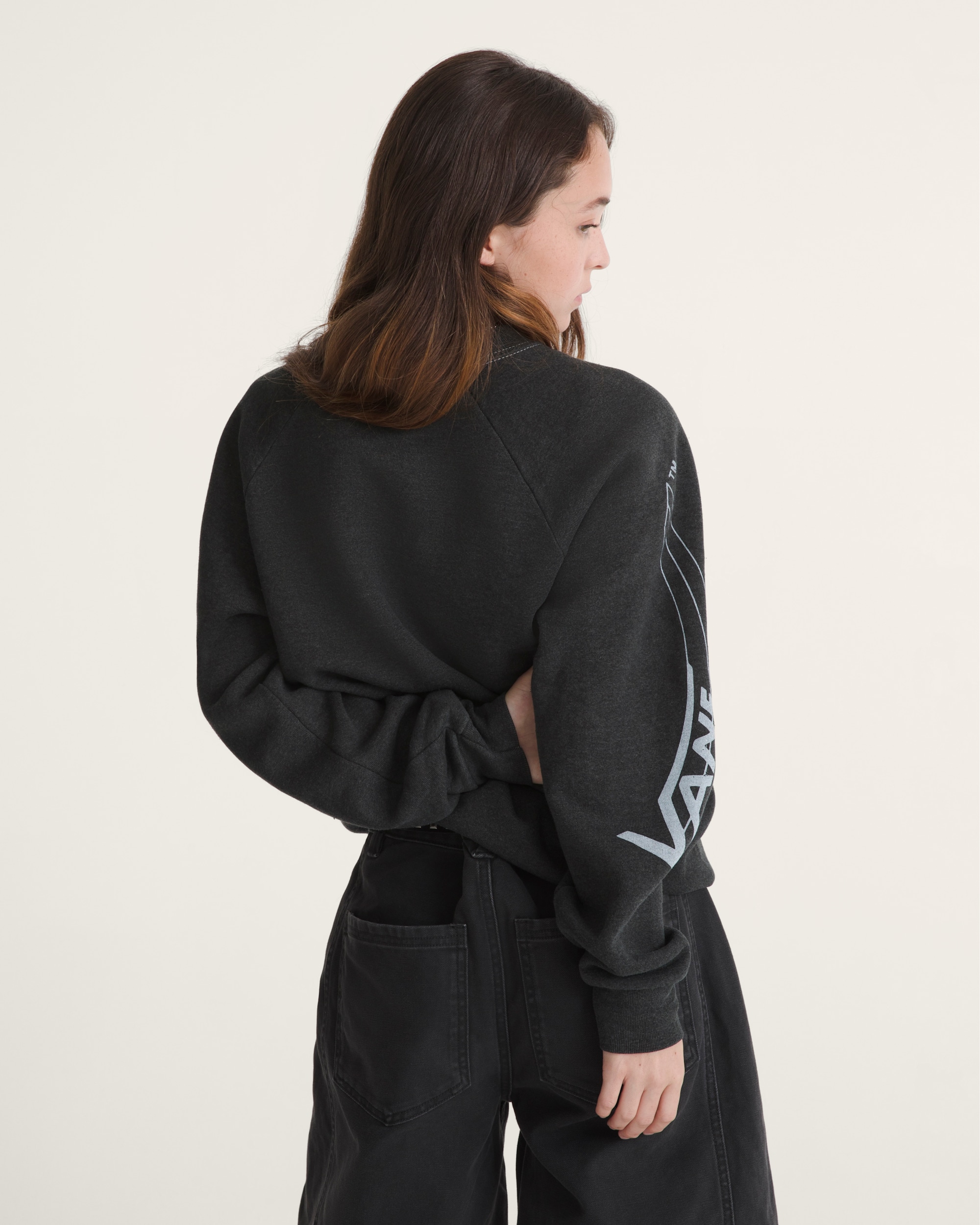 Waffle Shop Skate Crest Crewneck Sweatshirt VANS Charcoal Grey ALT8