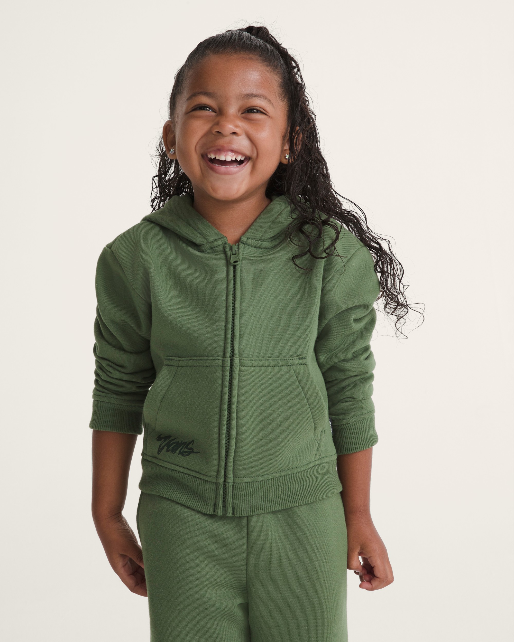 Little Kids Unicorn Zip Hoodie VANS Pine Forest Green ALT2