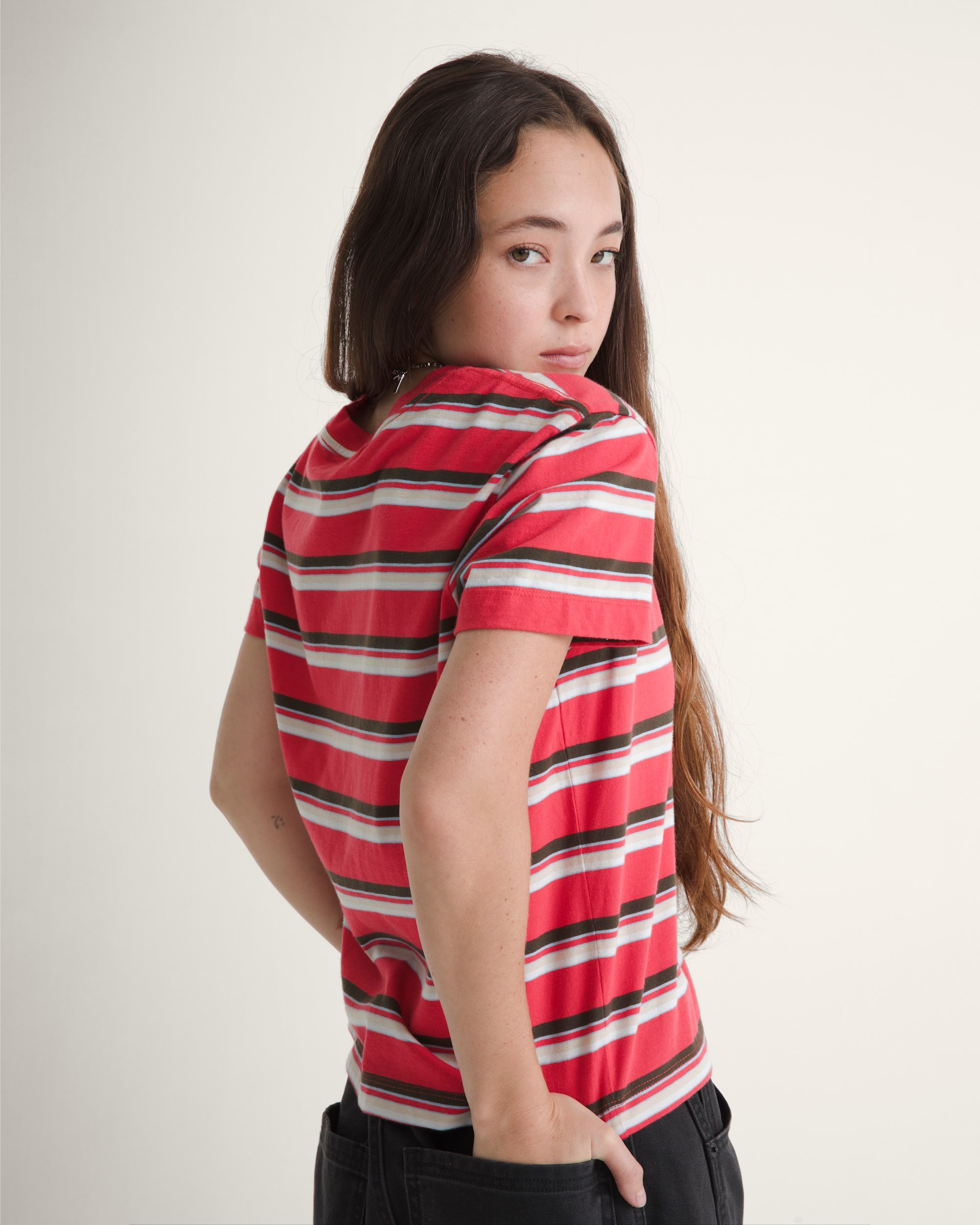 Salton Stripe TShirt VANS Crimson Haze Red HERO