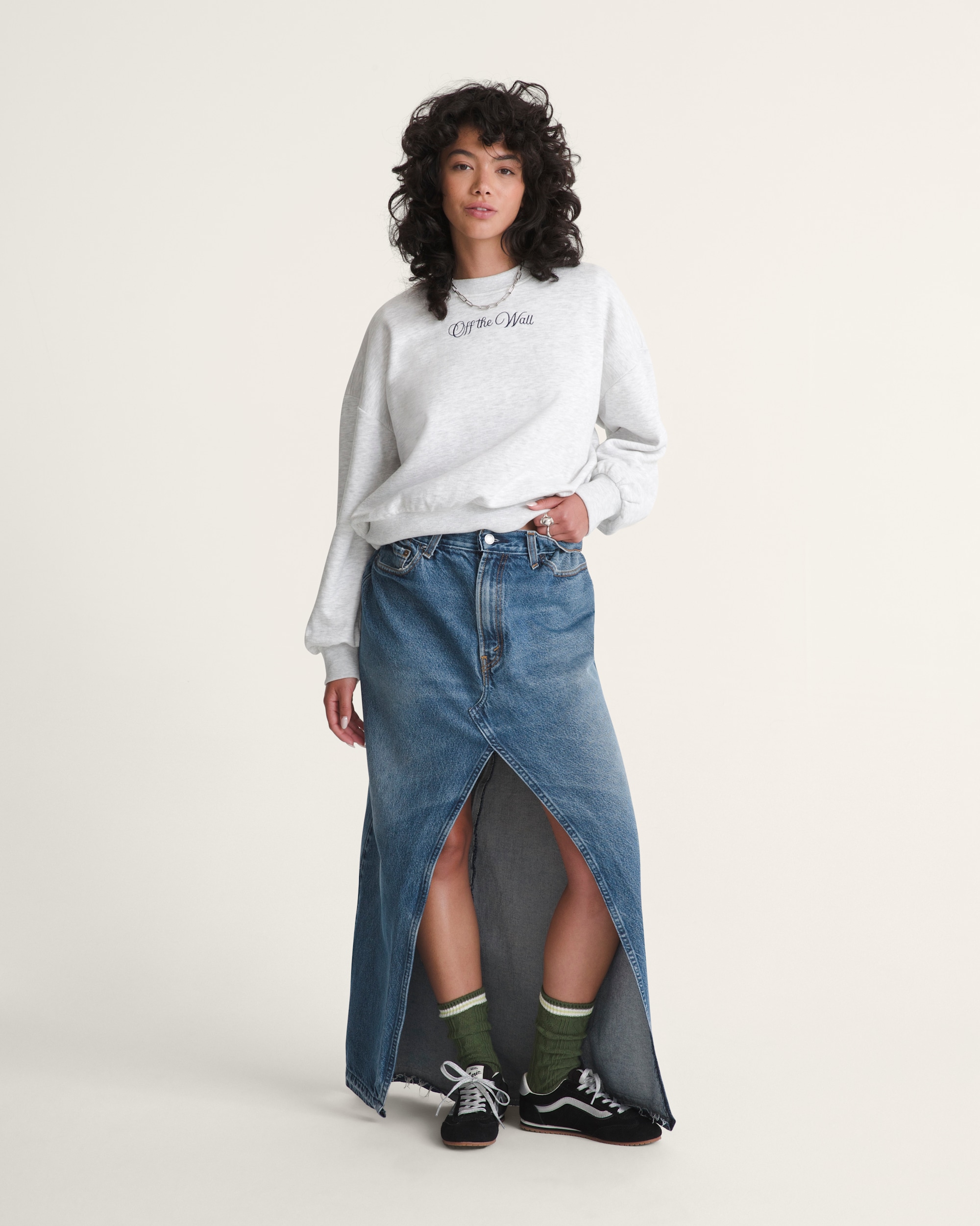 Tartan Up Retro Crew Sweatshirt VANS Heather White ALT3