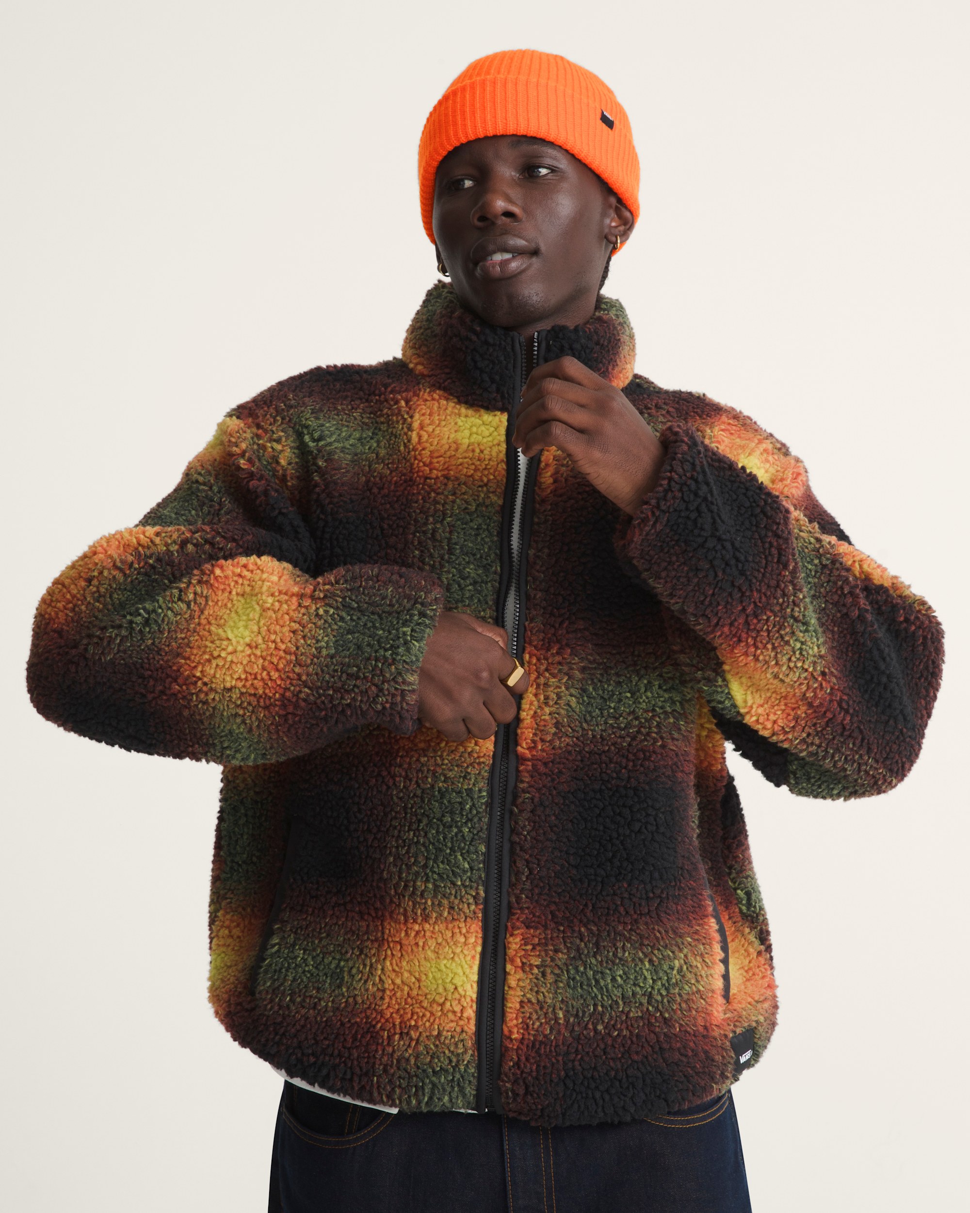 Heights High Pile Jacket in Green / Mustard Yellow | Vans