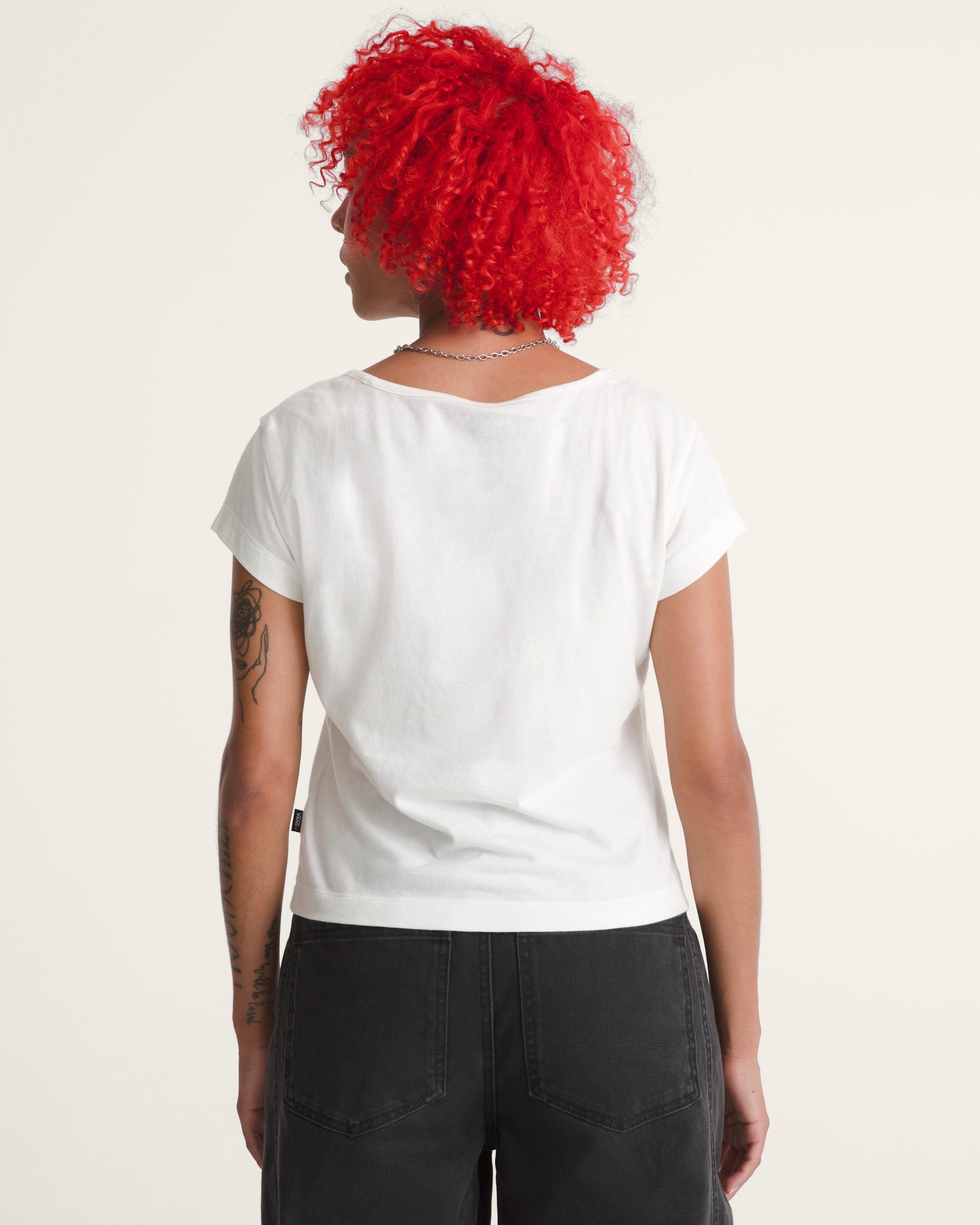 Checkerboard Bow Scoop TShirt VANS Marshmallow White ALT1