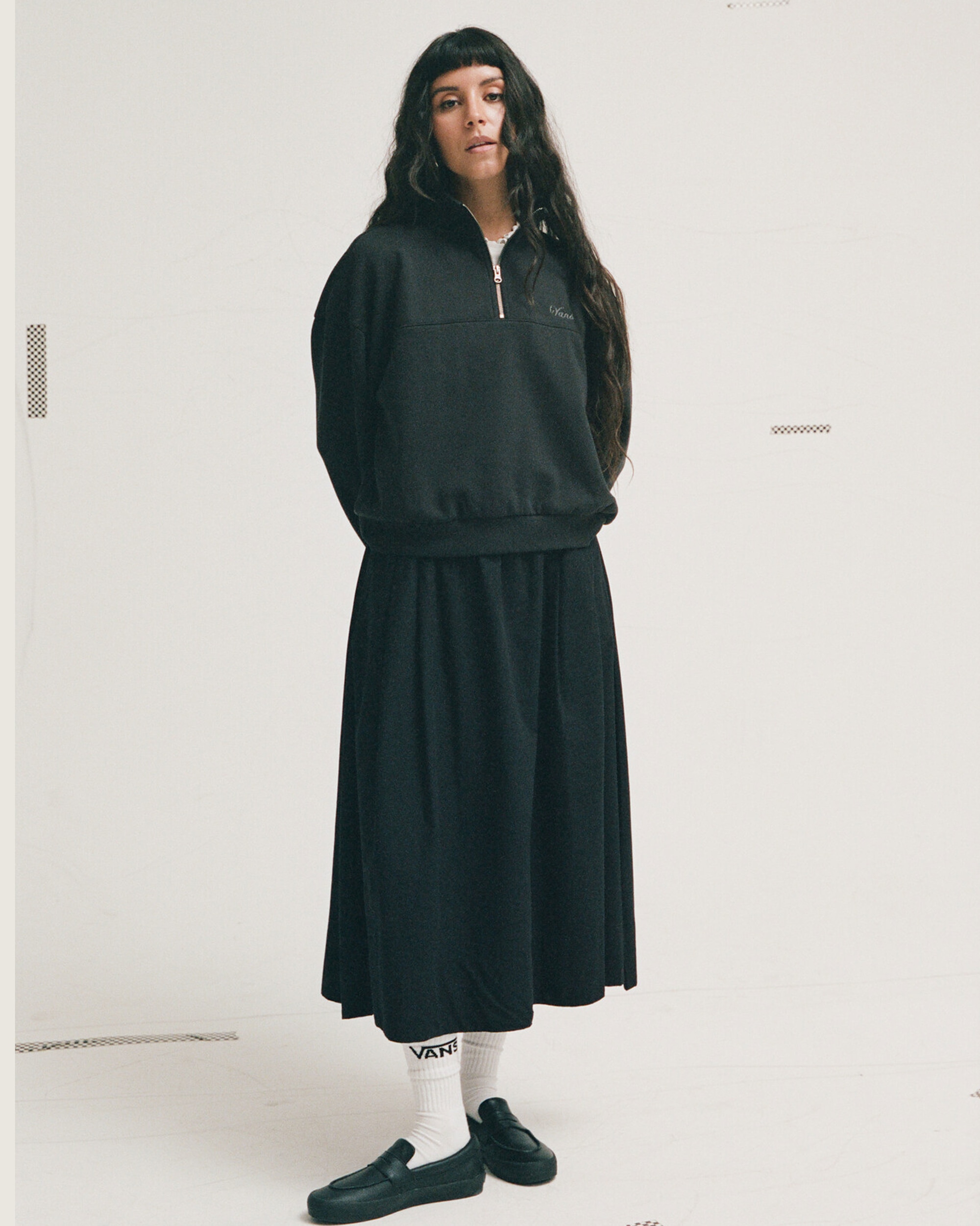 Script Logo Mock Neck Sweatshirt VANS Black HERO