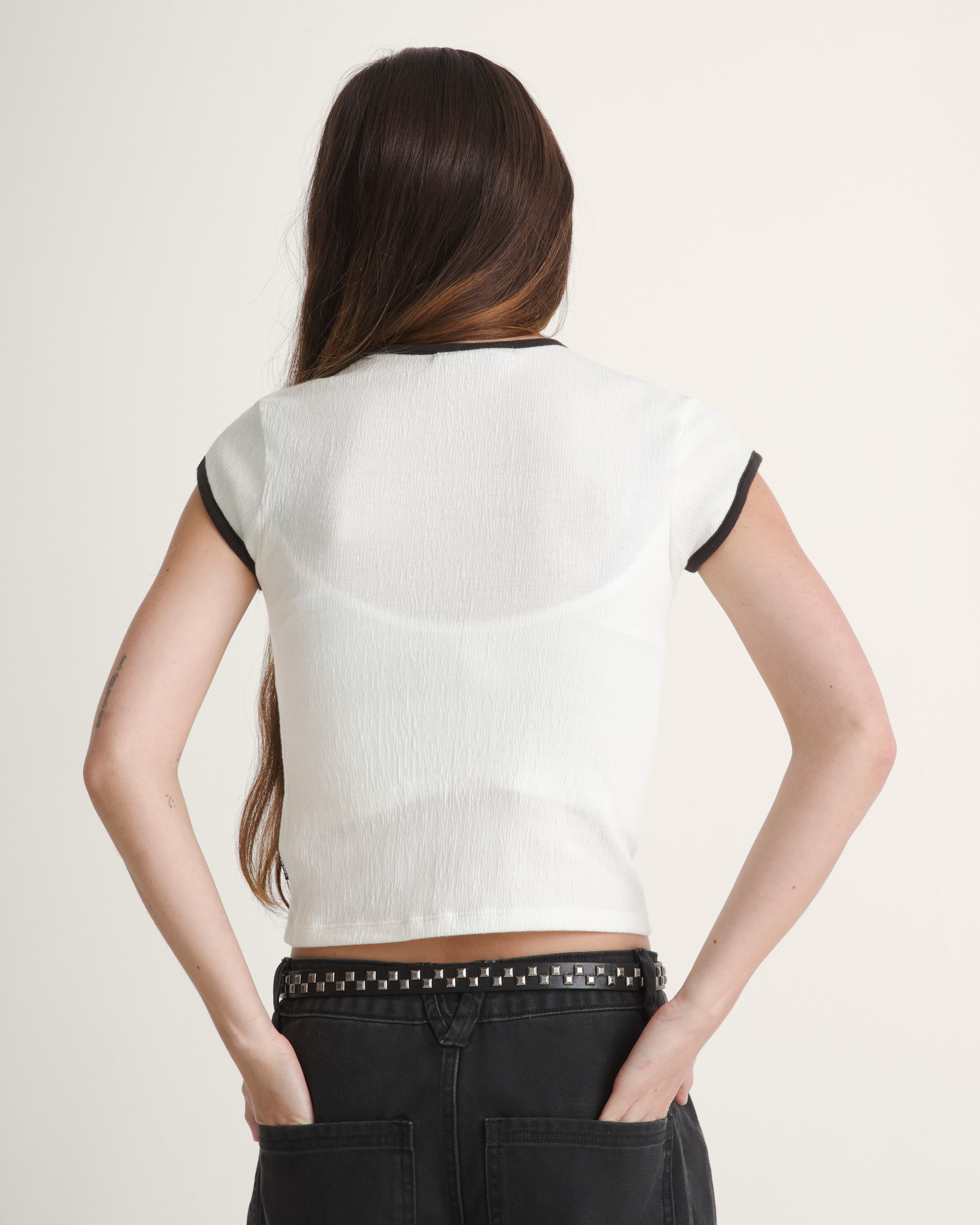 Kari Tie Neck Shirt VANS Classic White  Black ALT1