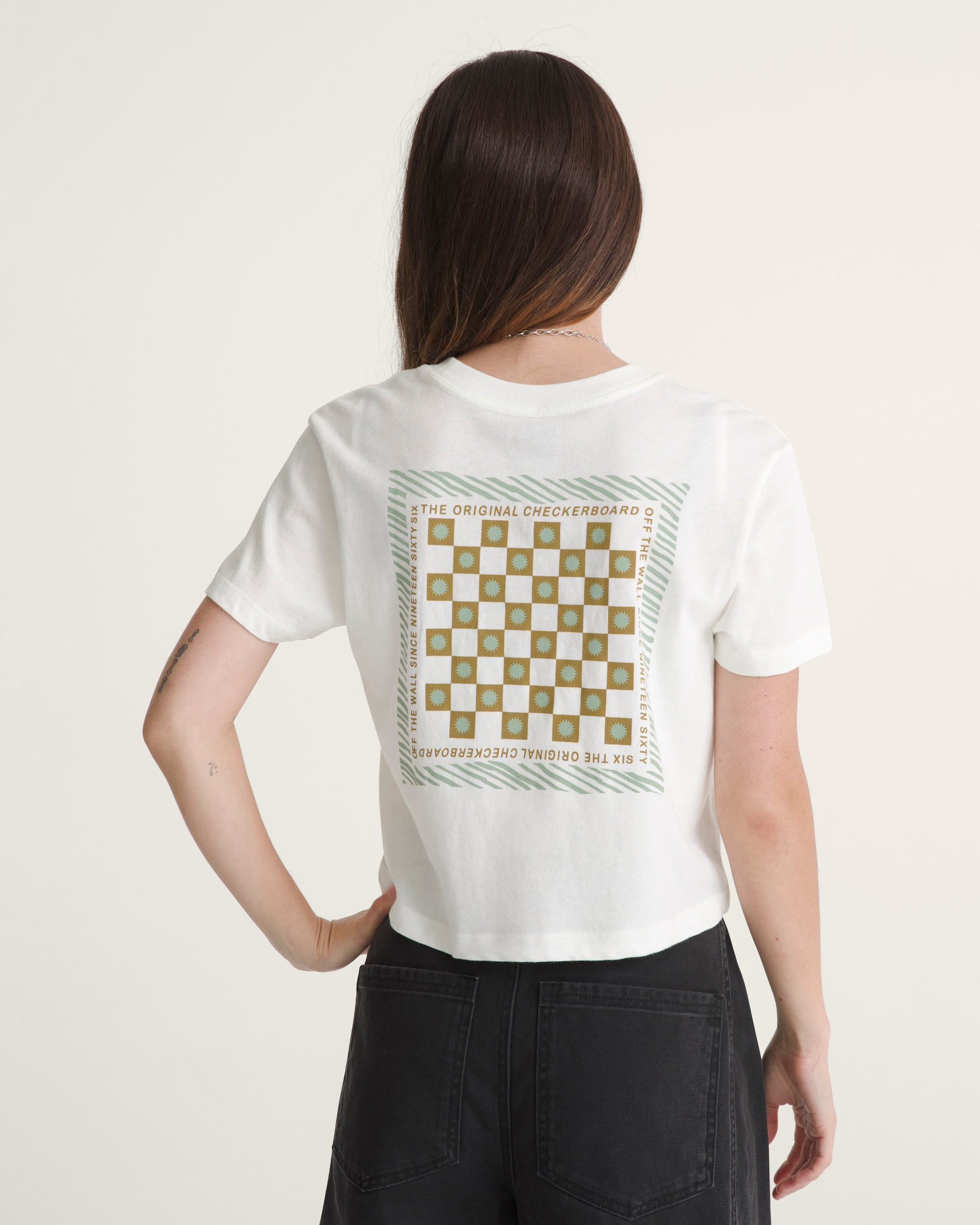 Sunny Checkerboard Crop TShirt VANS Marshmallow White ALT1