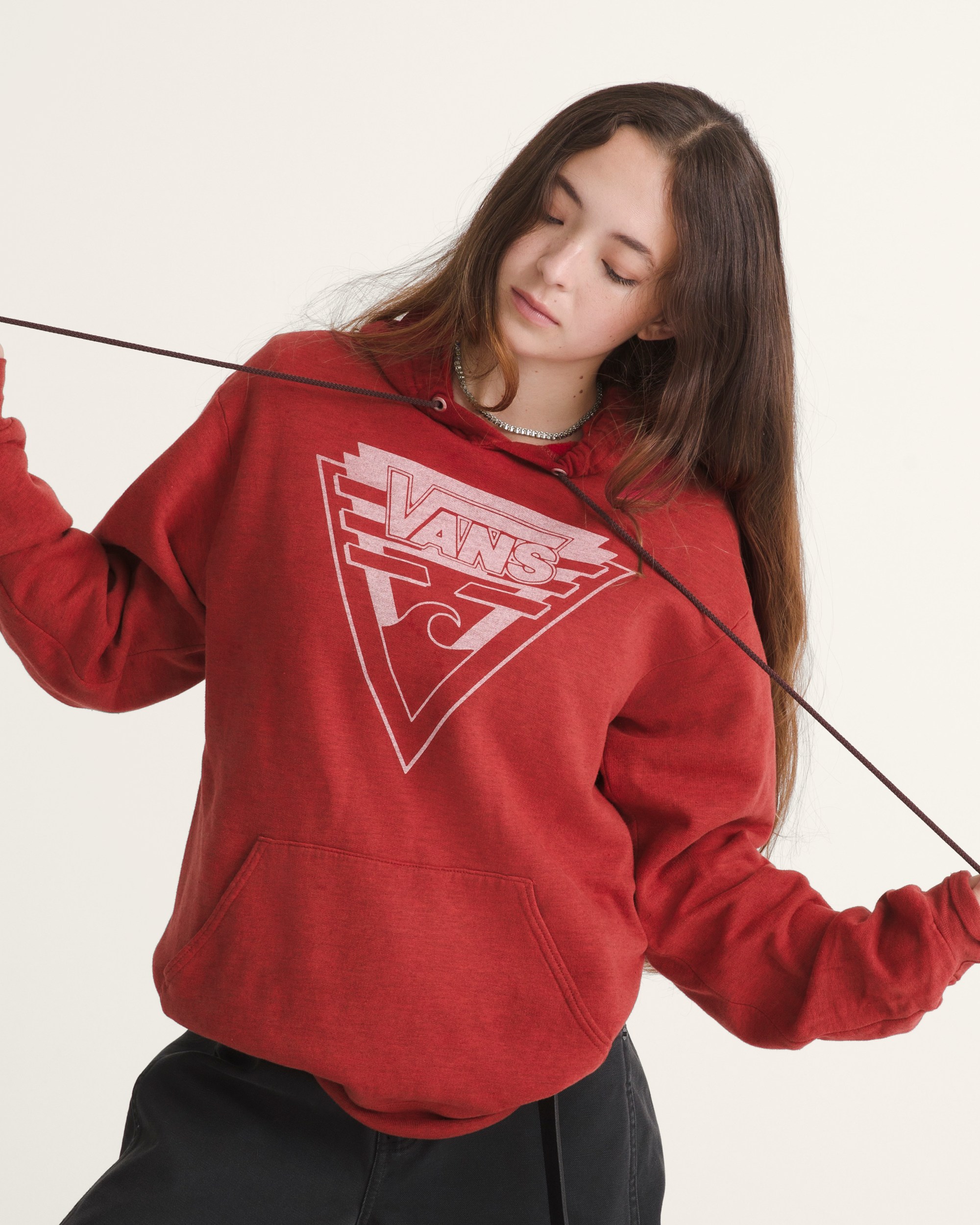 Waffle Shop Wave Blend Pullover Hoodie VANS Red ALT4