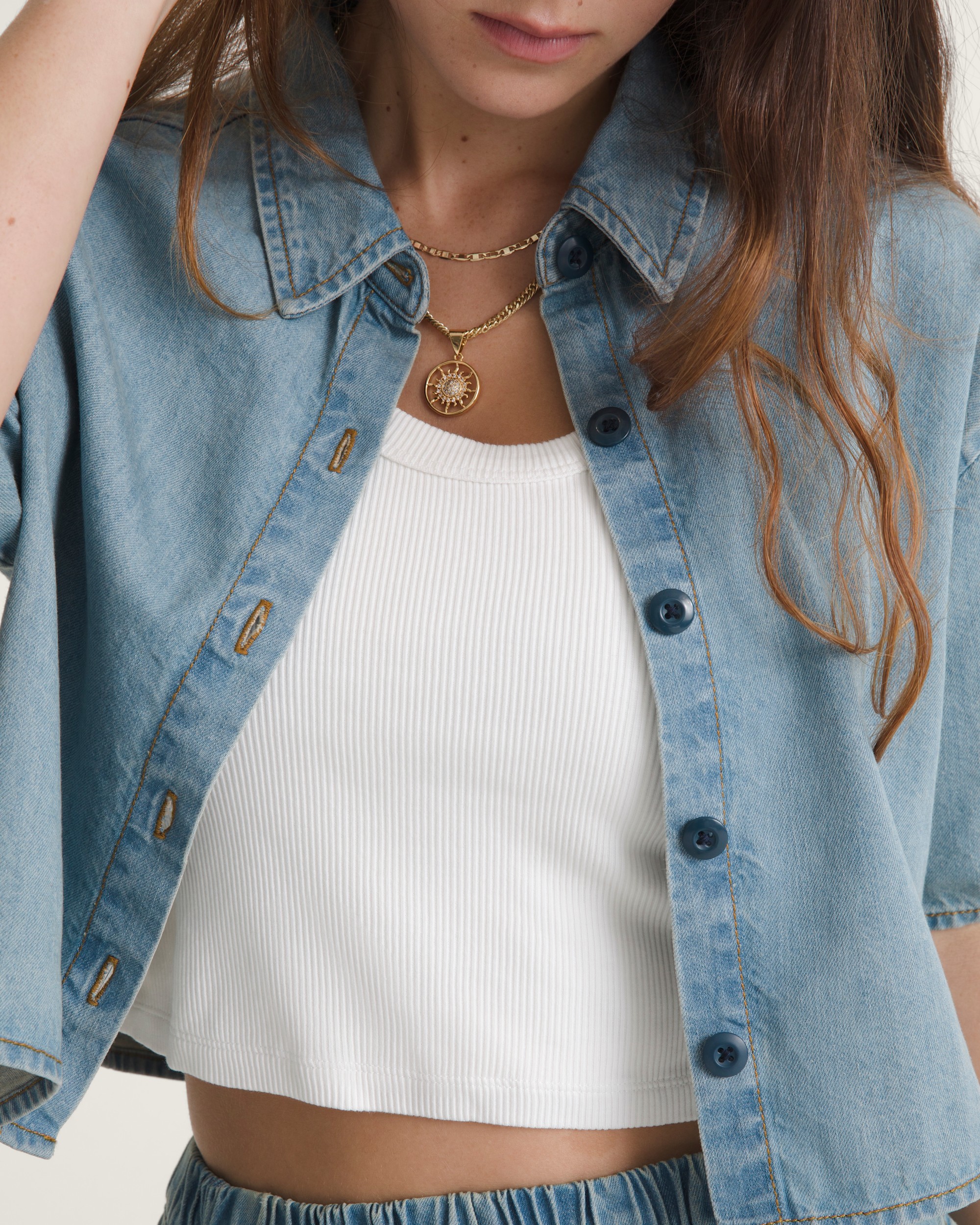 Wren Denim Button Up Shirt VANS Stonewash Blue ALT2