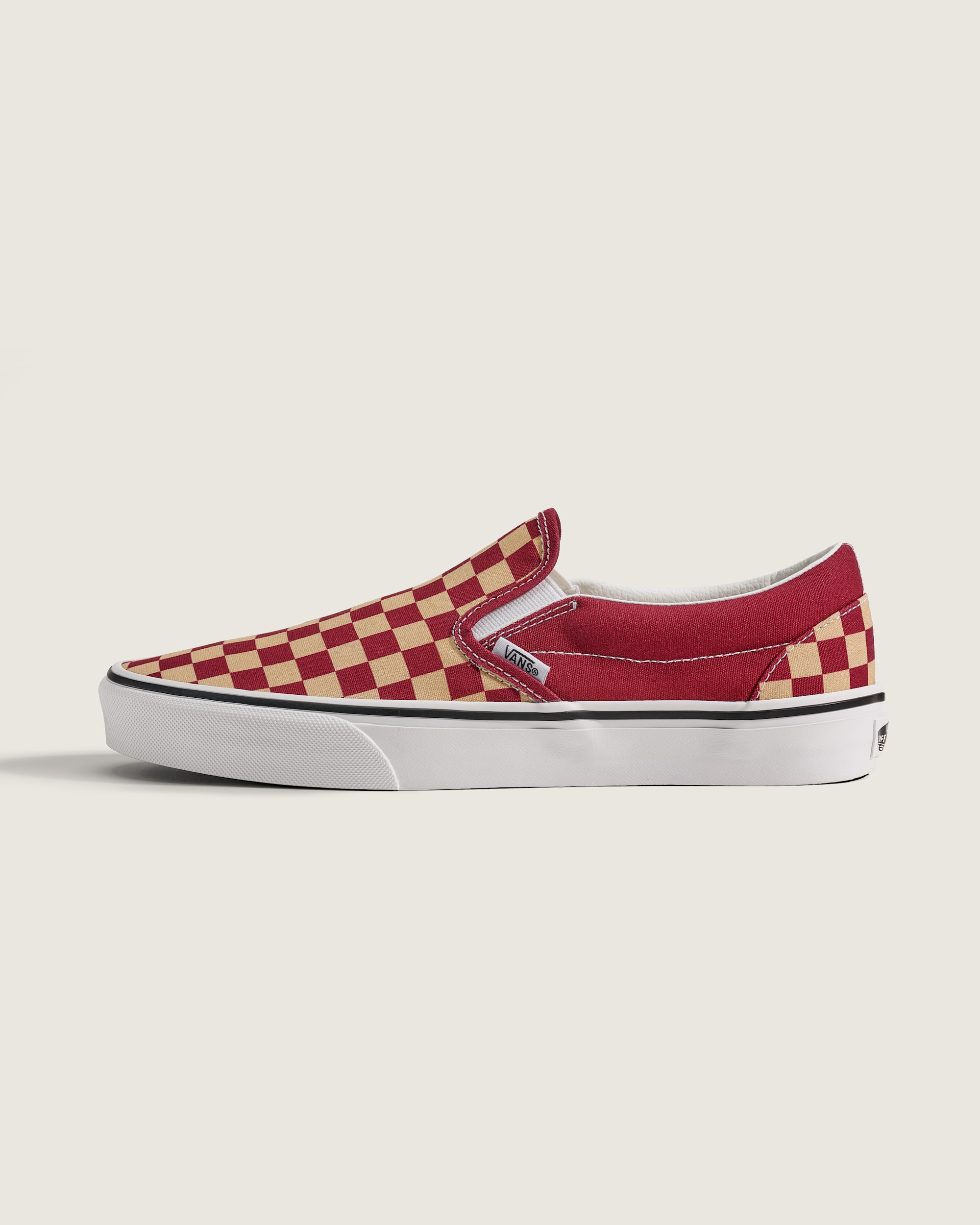 Game Day Classic SlipOn Checkerboard Shoe VANS Checkerboard Burgundy Red  Gold HERO
