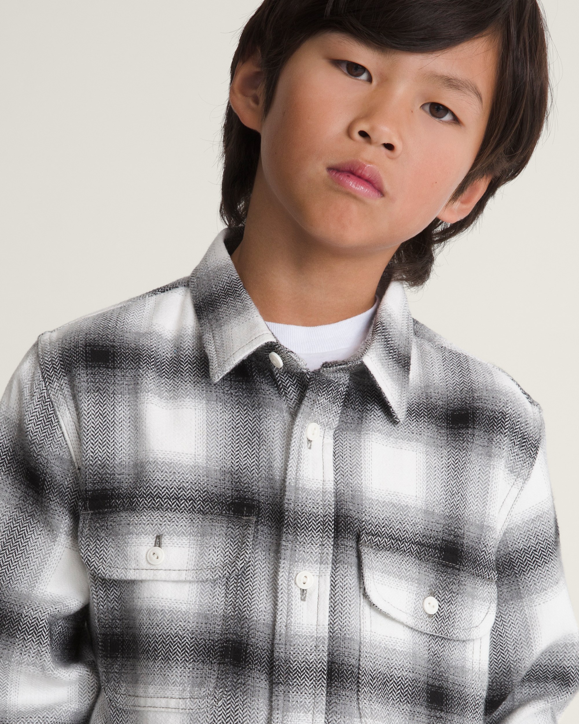 Kids Lawson Plaid Flannel Shirt VANS Marshmallow White  Black ALT4