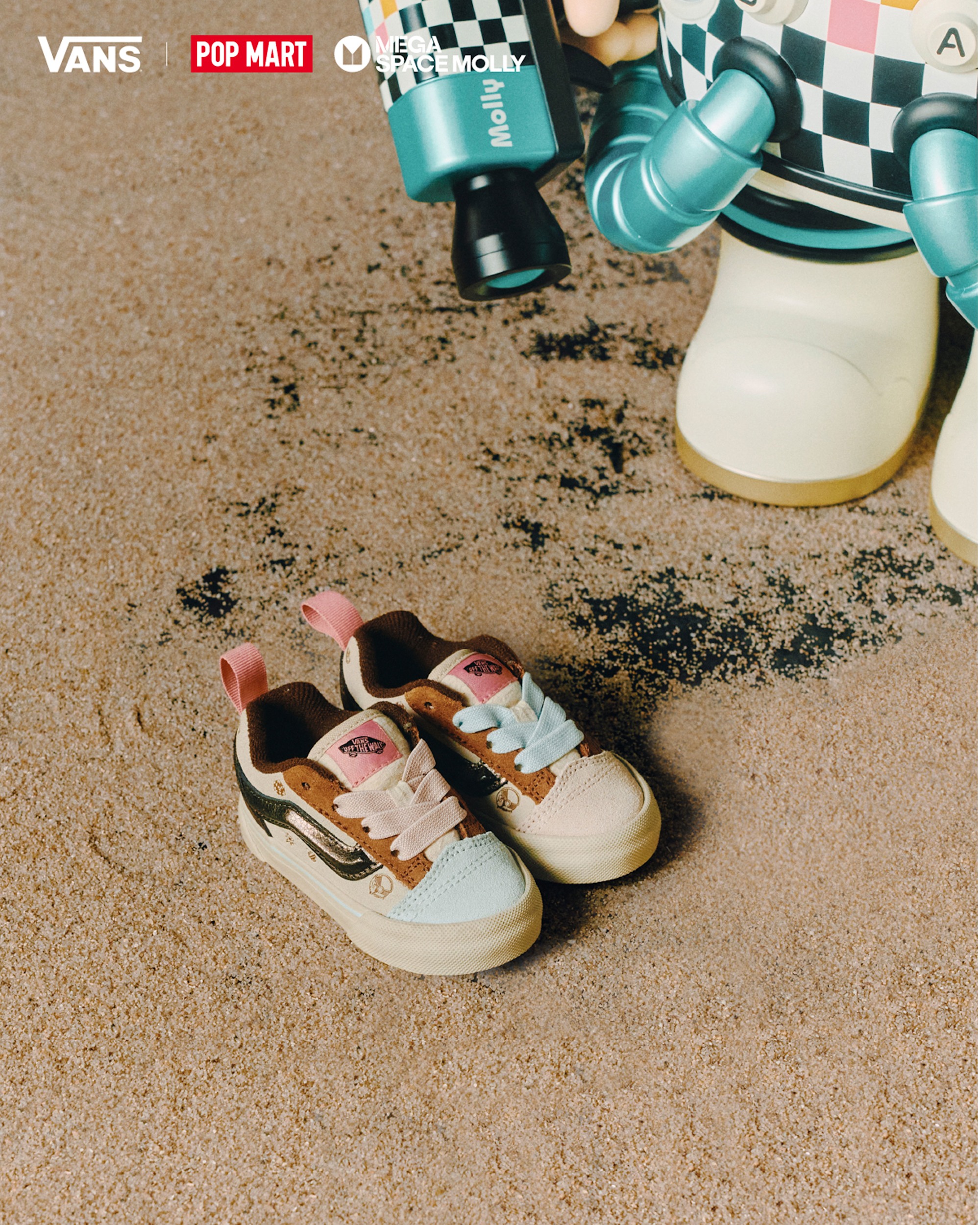 VANS x SPACE MOLLY Toddler Knu Skool Shoe in Space Molly Oatmeal