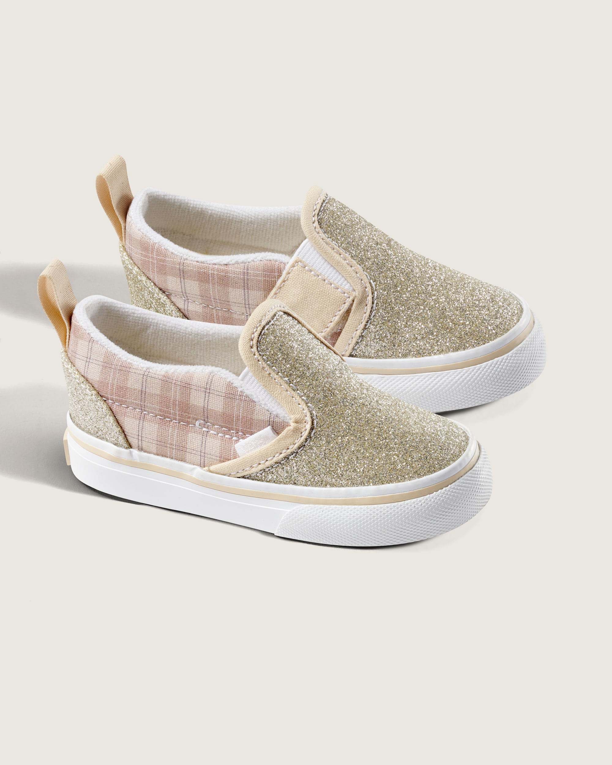 Toddler Classic SlipOn V Shoe VANS Glitter Plaid Incense Brown ALT2