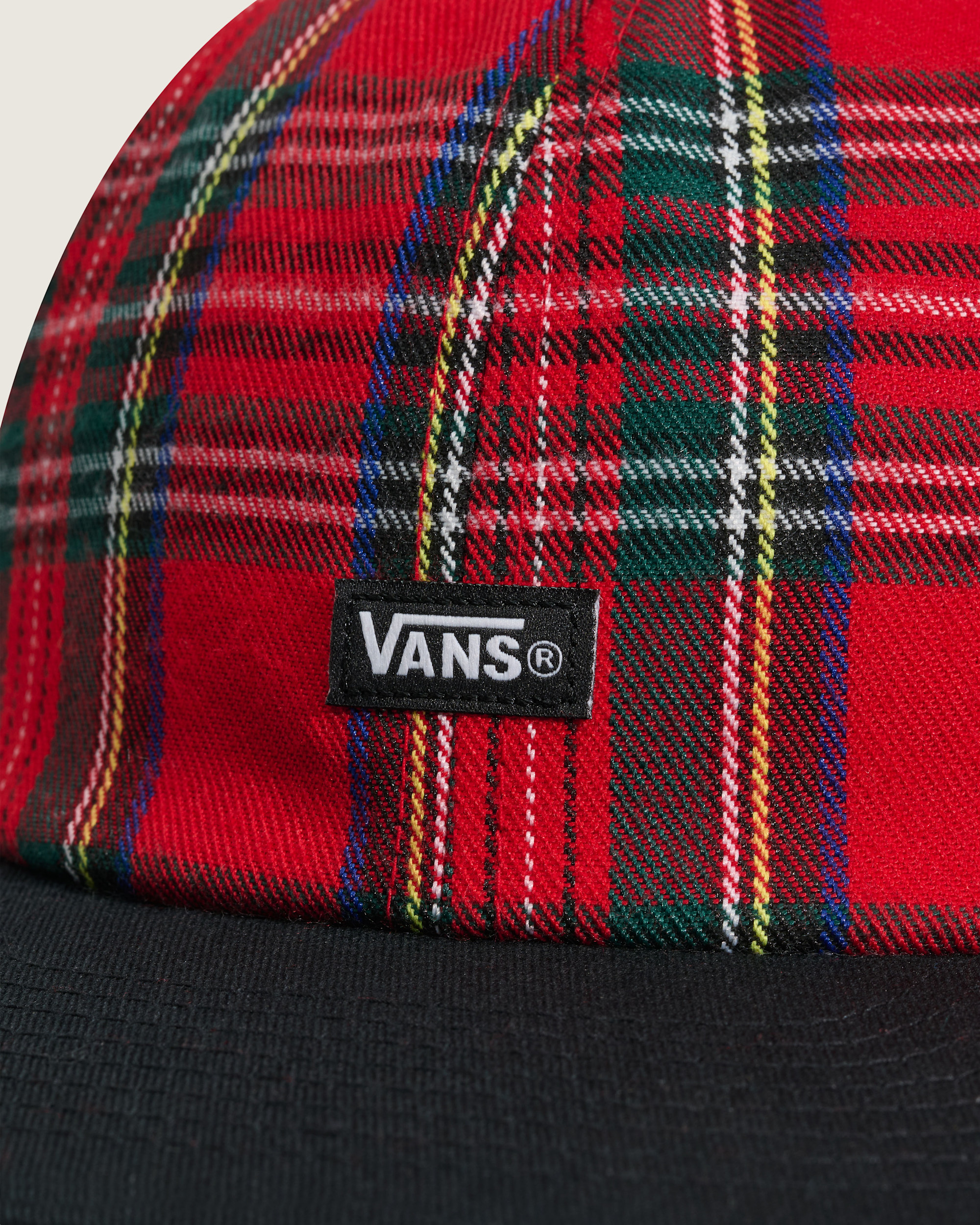 Drop V Plaid Snapback Hat VANS Racing Red ALT1