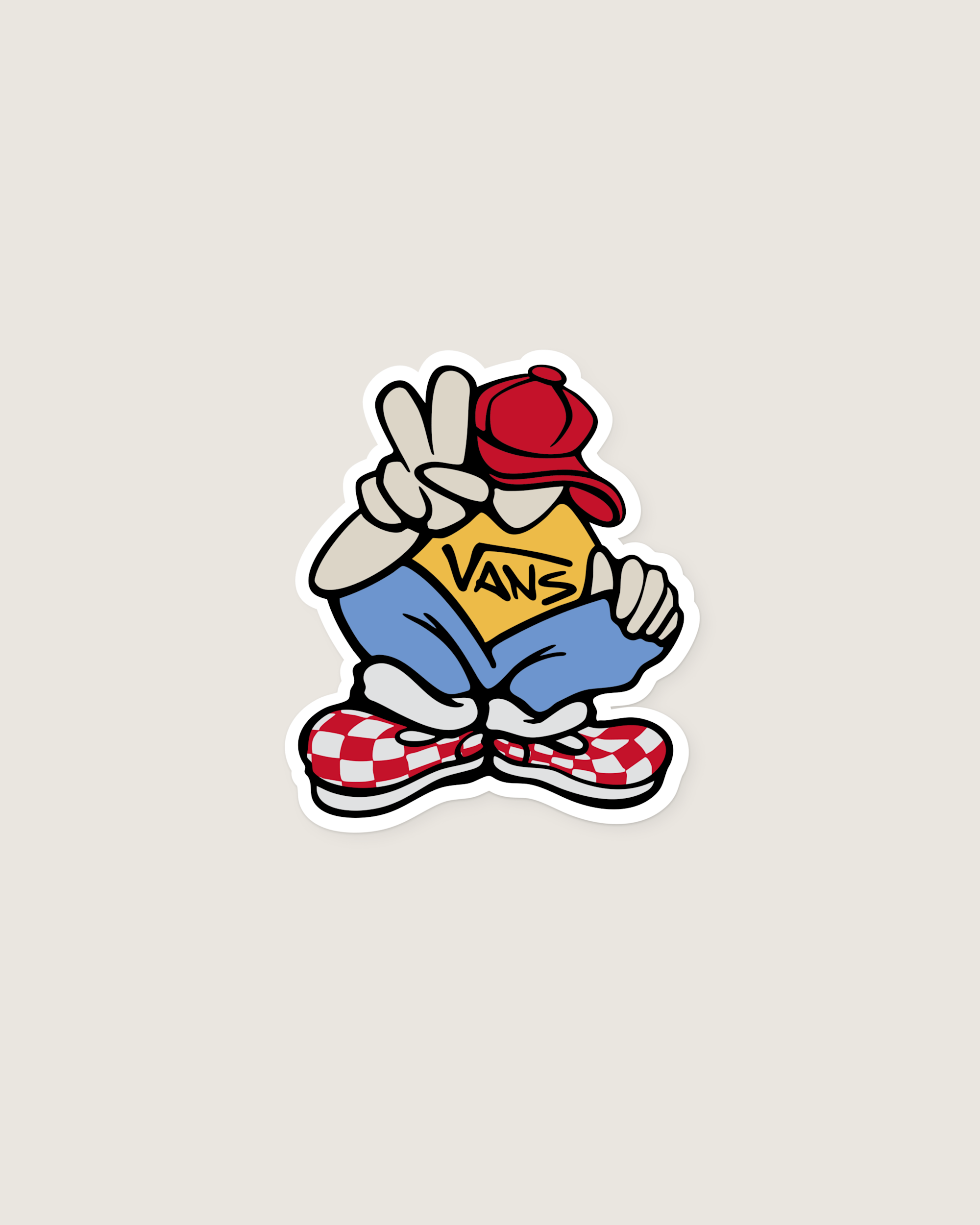 Waffle Shop Cap  Checks Character Sticker Sheet VANS Red  Blue HERO