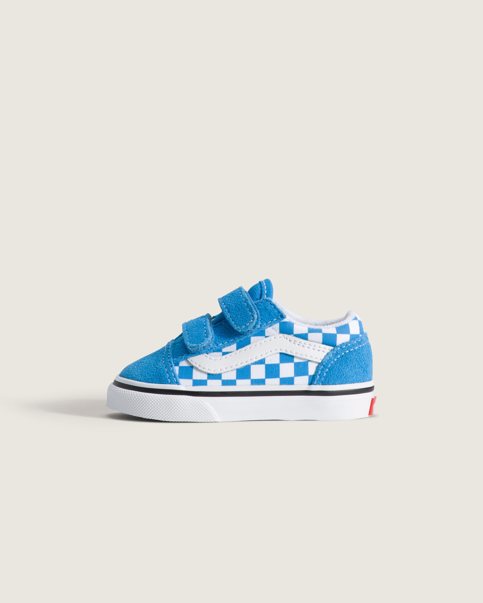 Toddler Old Skool V Checkerboard Shoe VANS Checkerboard Bright Azure Blue HERO