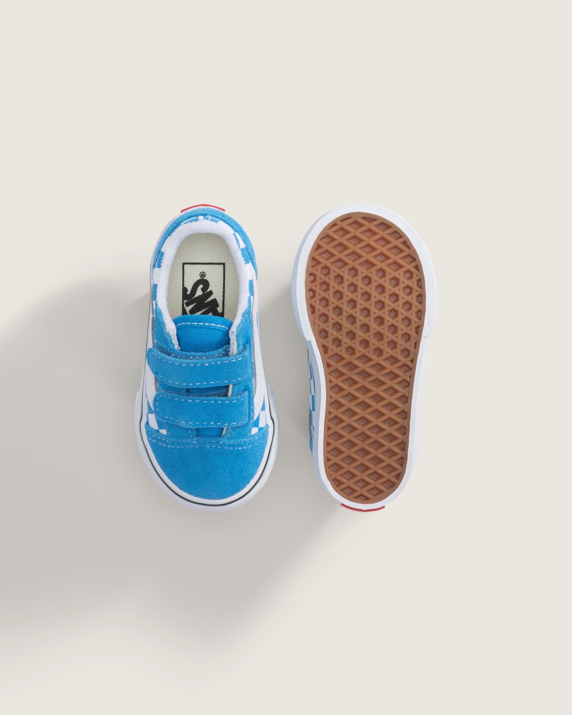 Toddler Old Skool V Checkerboard Shoe VANS Checkerboard Bright Azure Blue ALT2