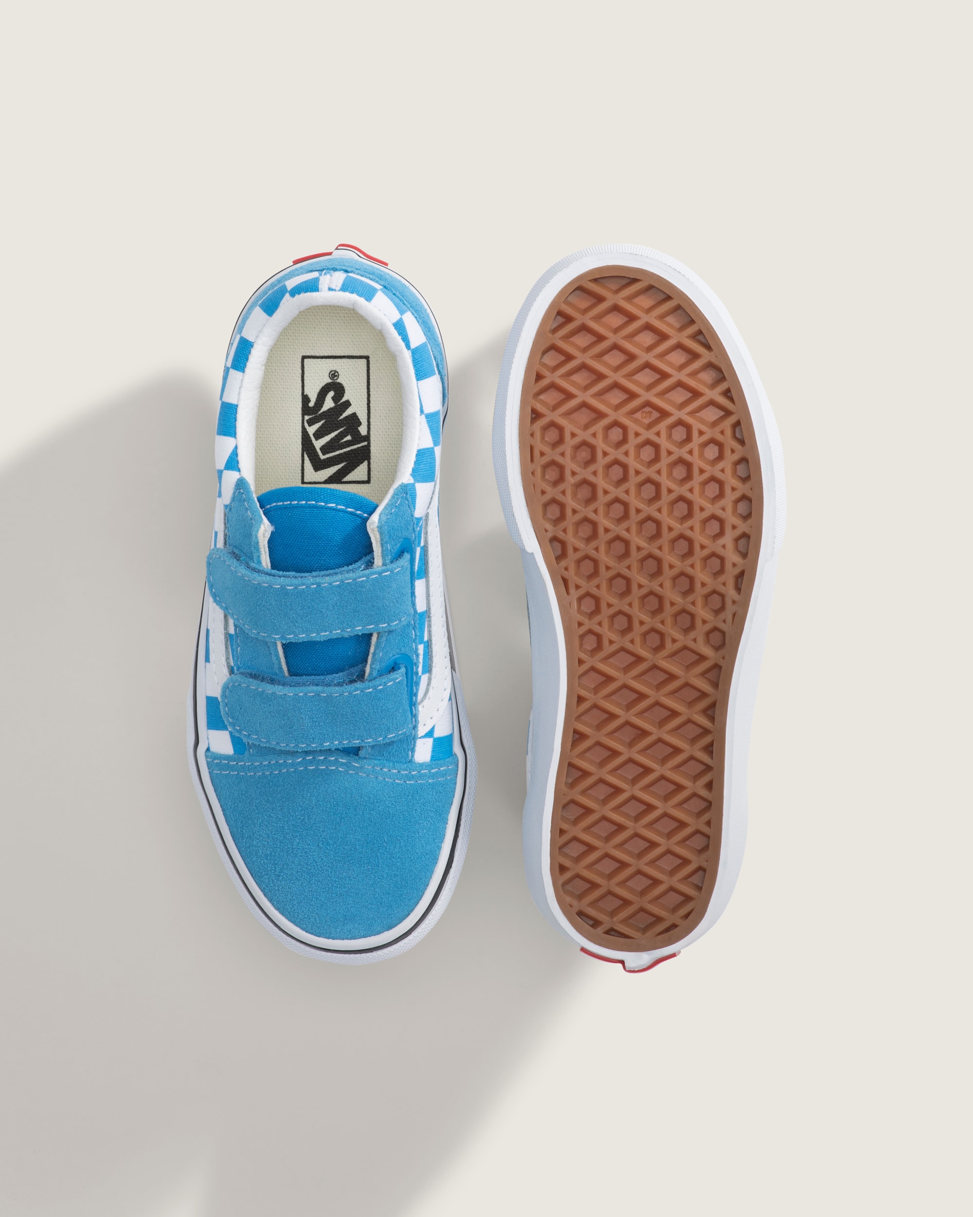 Little Kids Old Skool V Checkerboard Shoe VANS Checkerboard Bright Azure Blue ALT2