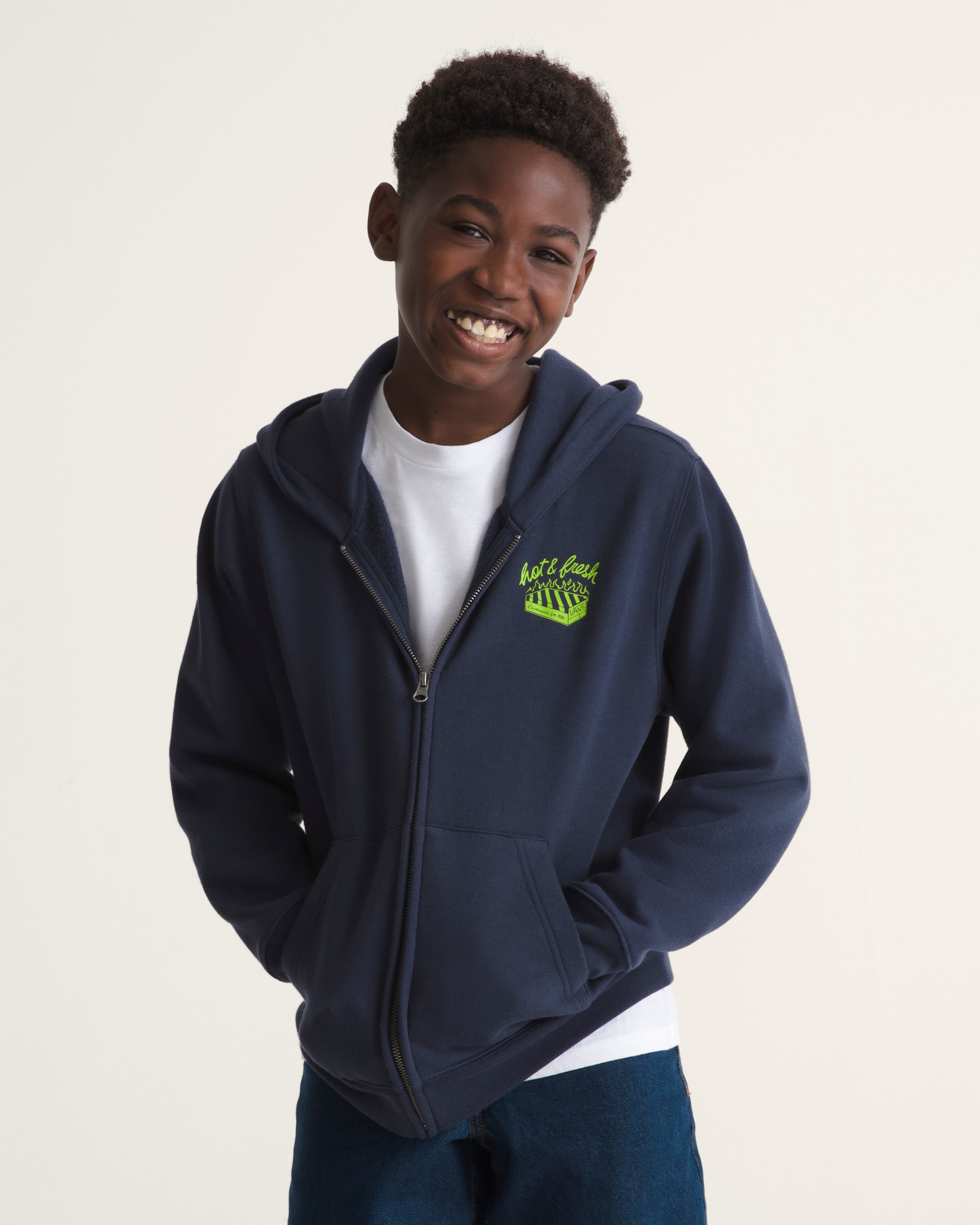 Kids Hot and Fresh Full Zip Sweatshirt VANS Parisian Night Blue ALT2