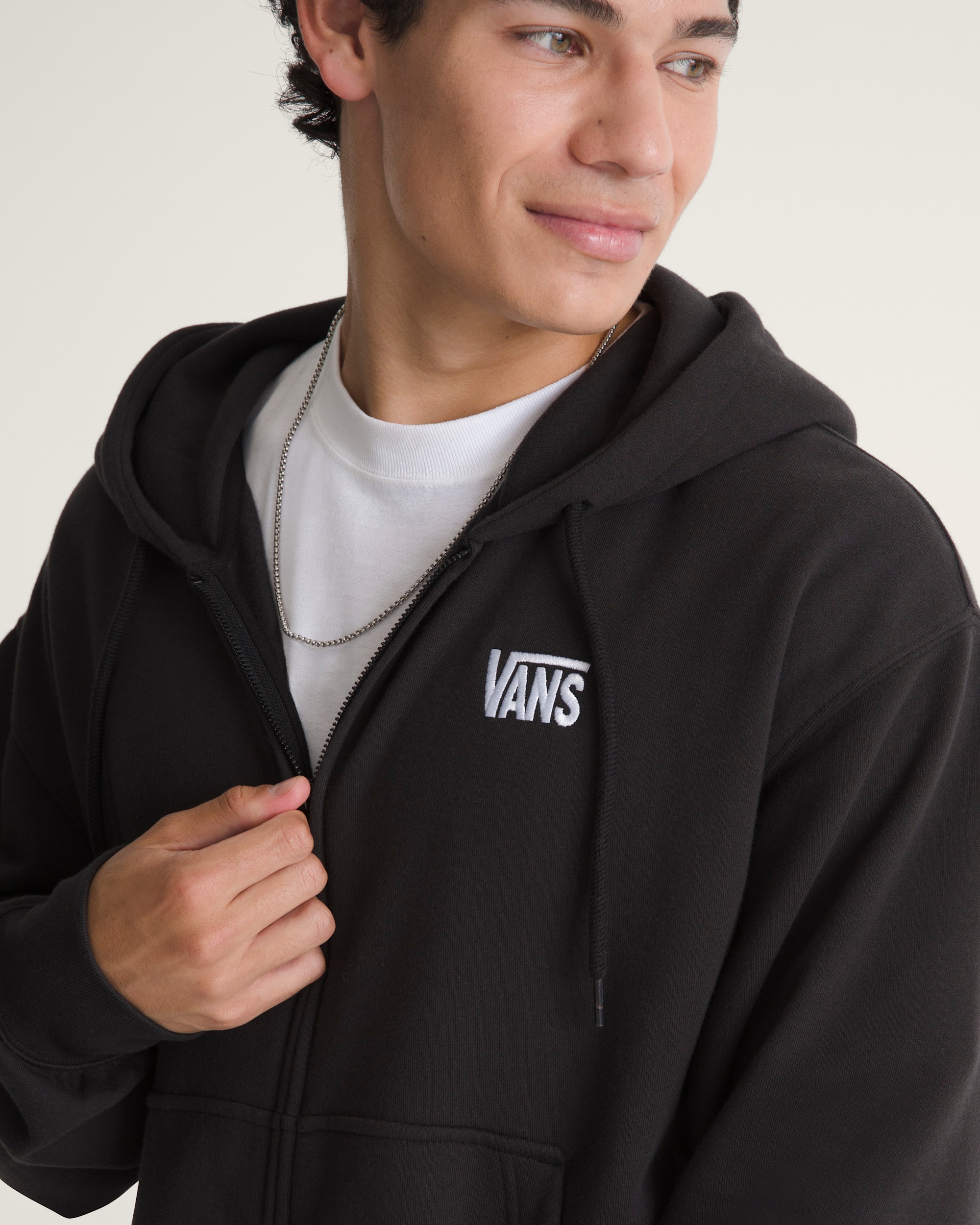 Stretch Logo Zip Hoodie VANS Black  White ALT4