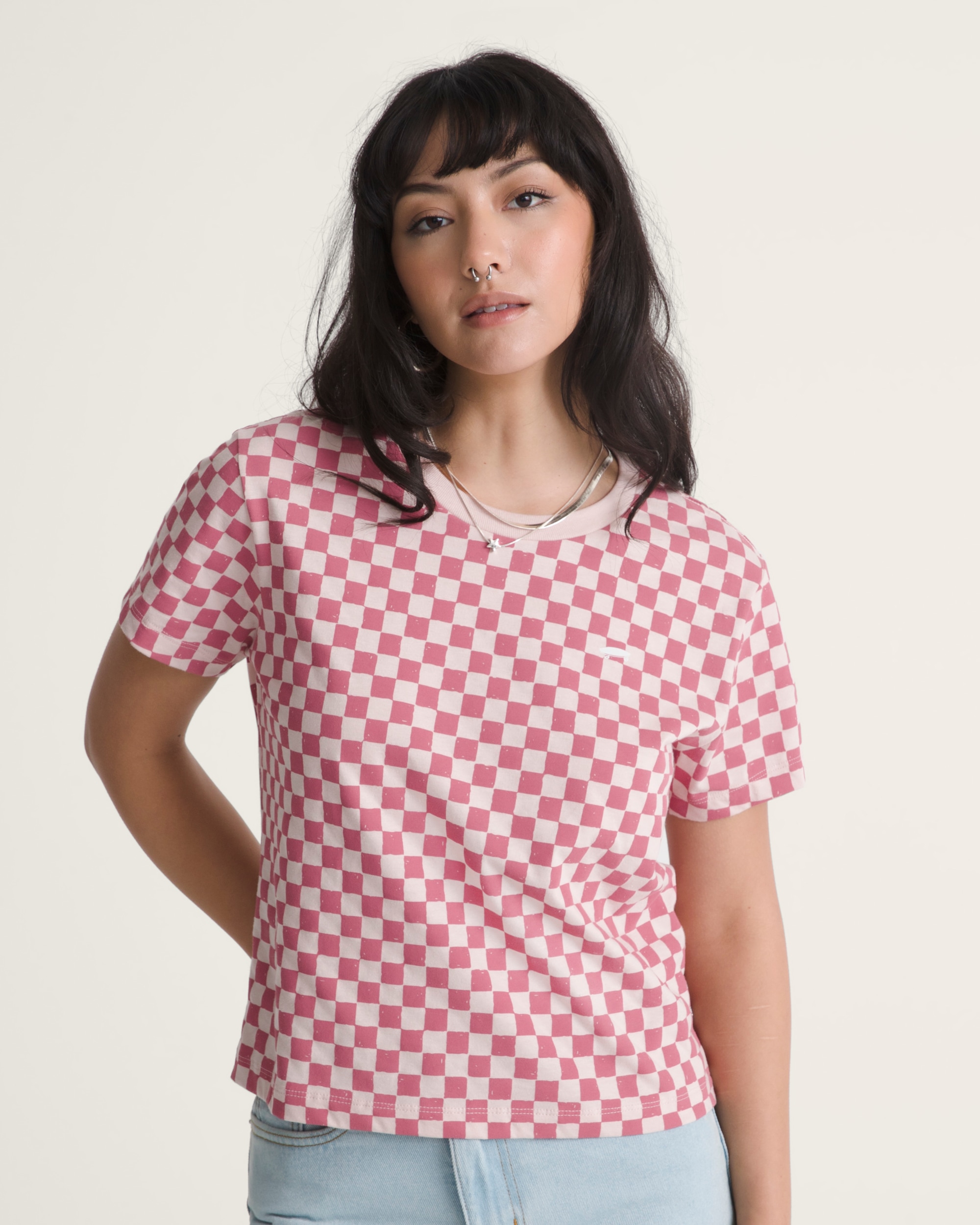Salton Checkerboard TShirt VANS Sepia Rose Pink ALT2