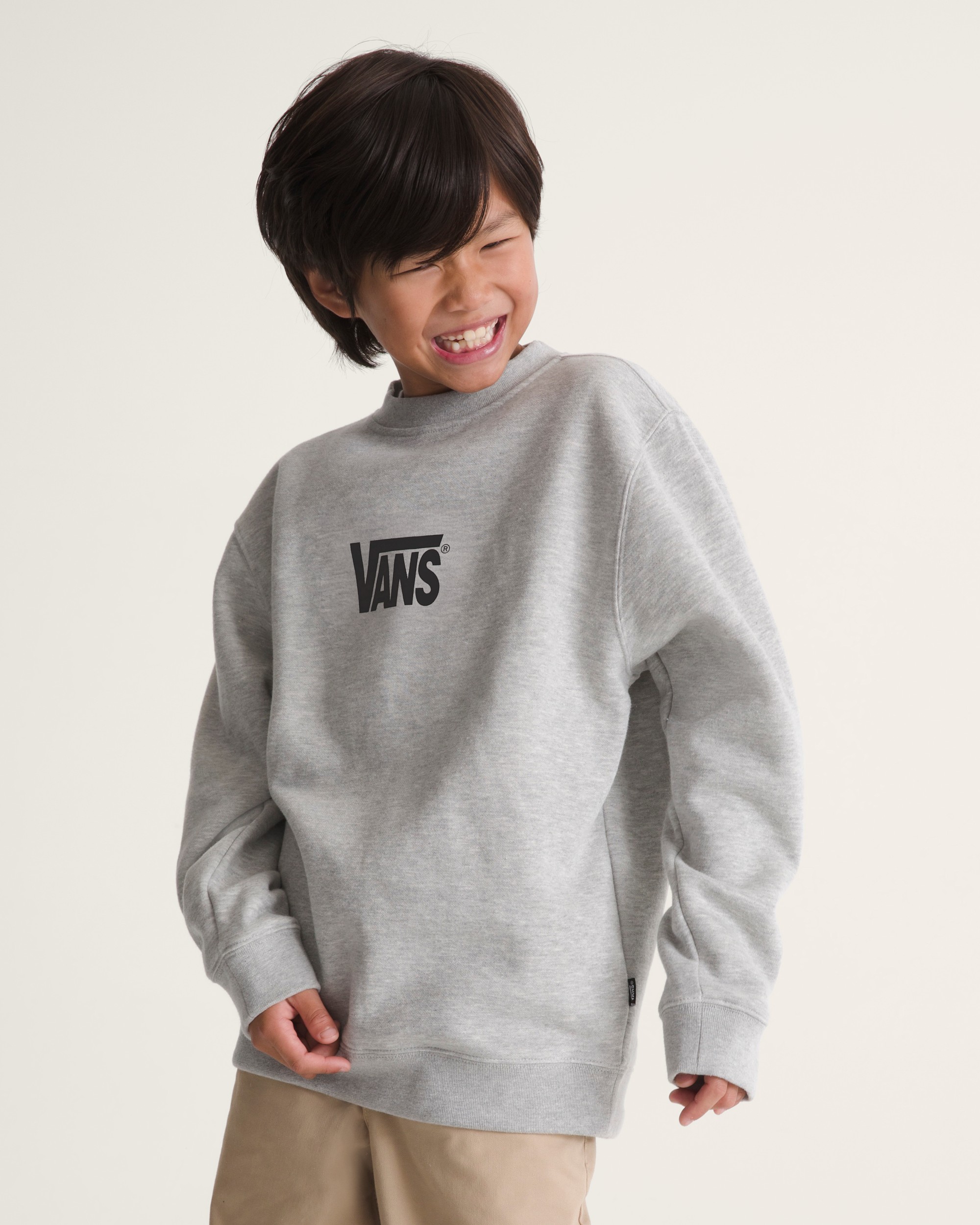 Kids Stretch Logo Crew Sweatshirt VANS Cement Heather Grey ALT2