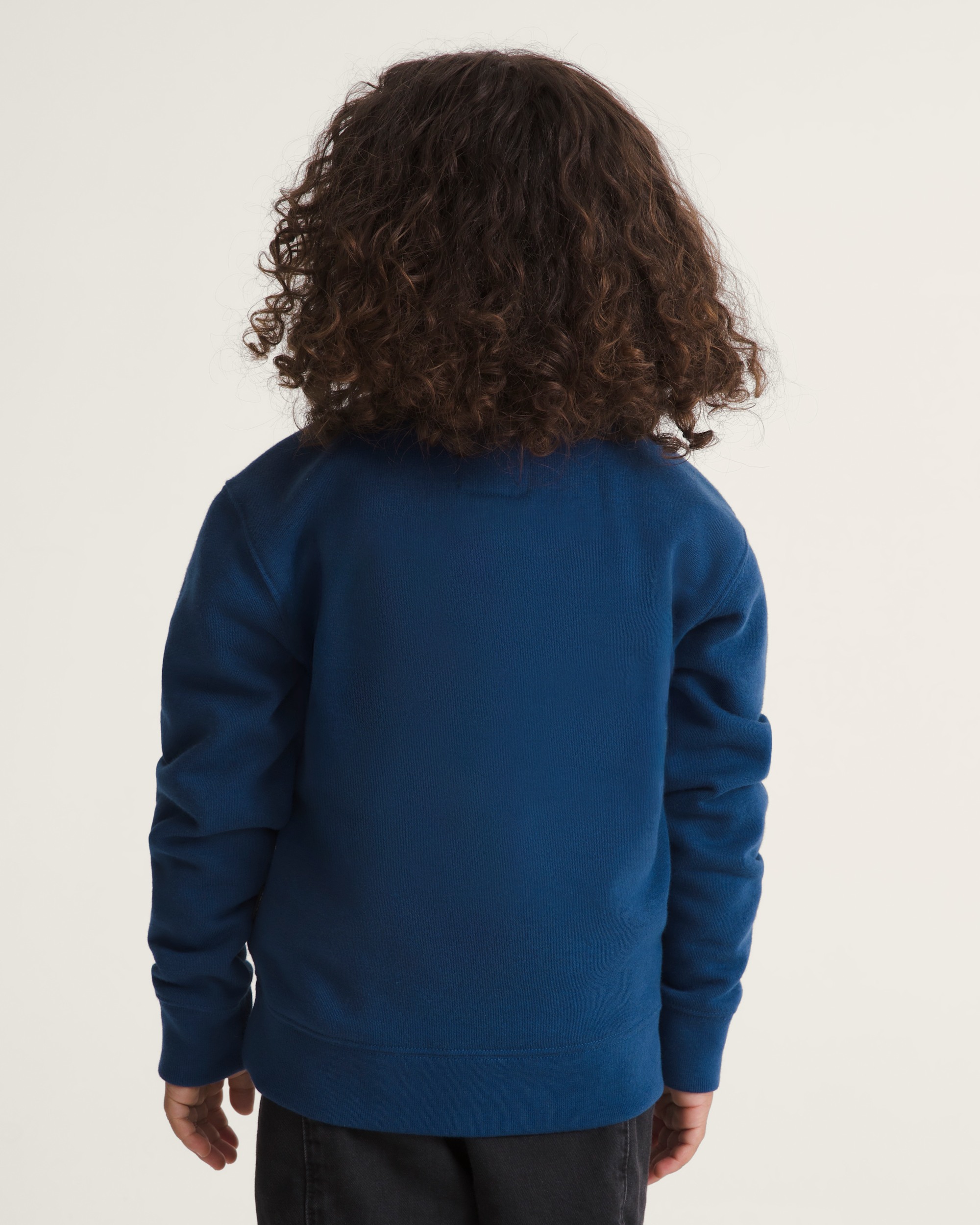 Little Kids Stretch Logo Crew Sweatshirt VANS Deep Indigo Blue  Flame Red ALT3