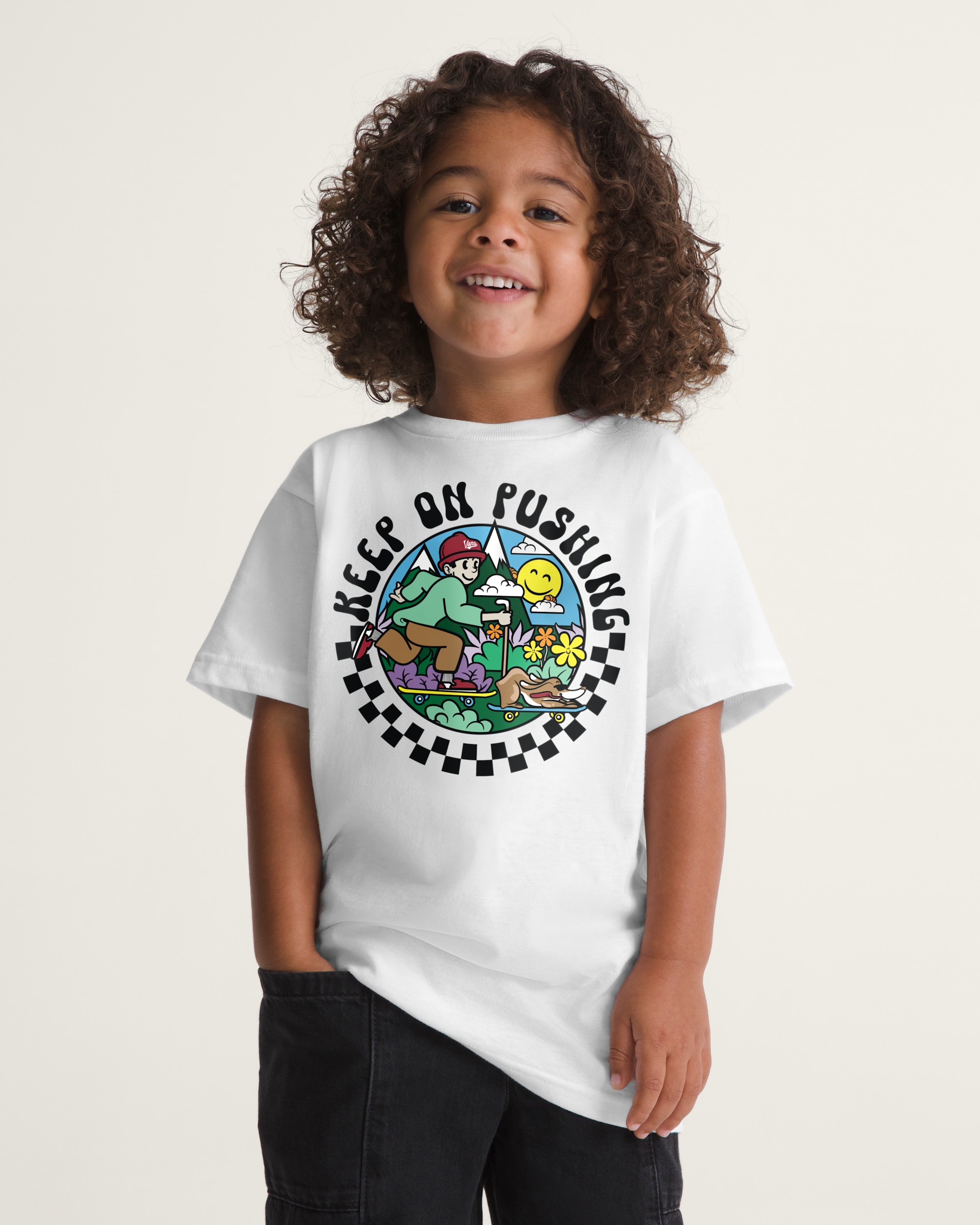 Little Kids Keep on Pushing TShirt VANS White ALT1