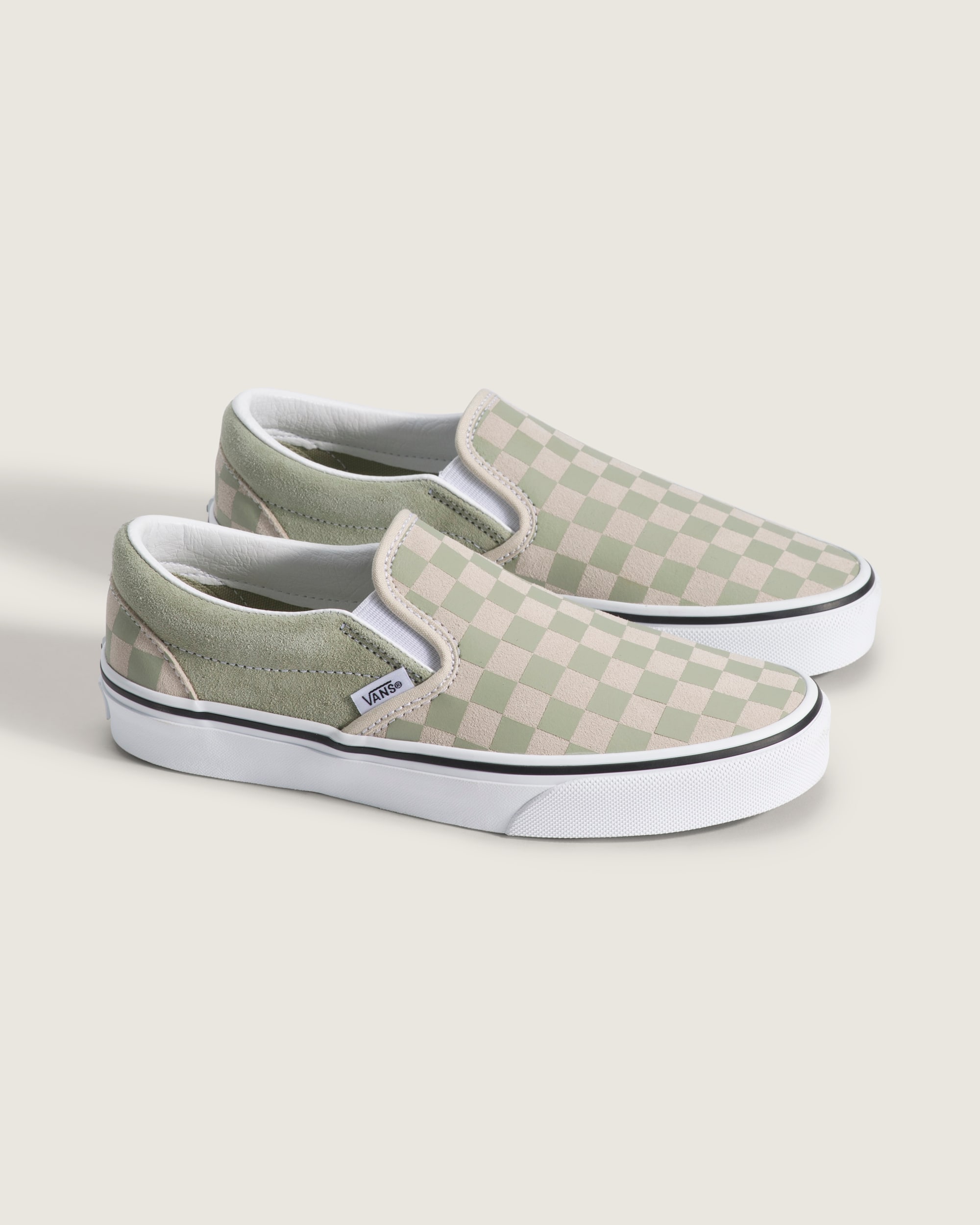 Classic SlipOn Checkerboard Shoe VANS Checkerboard Soft Sage Green ALT1