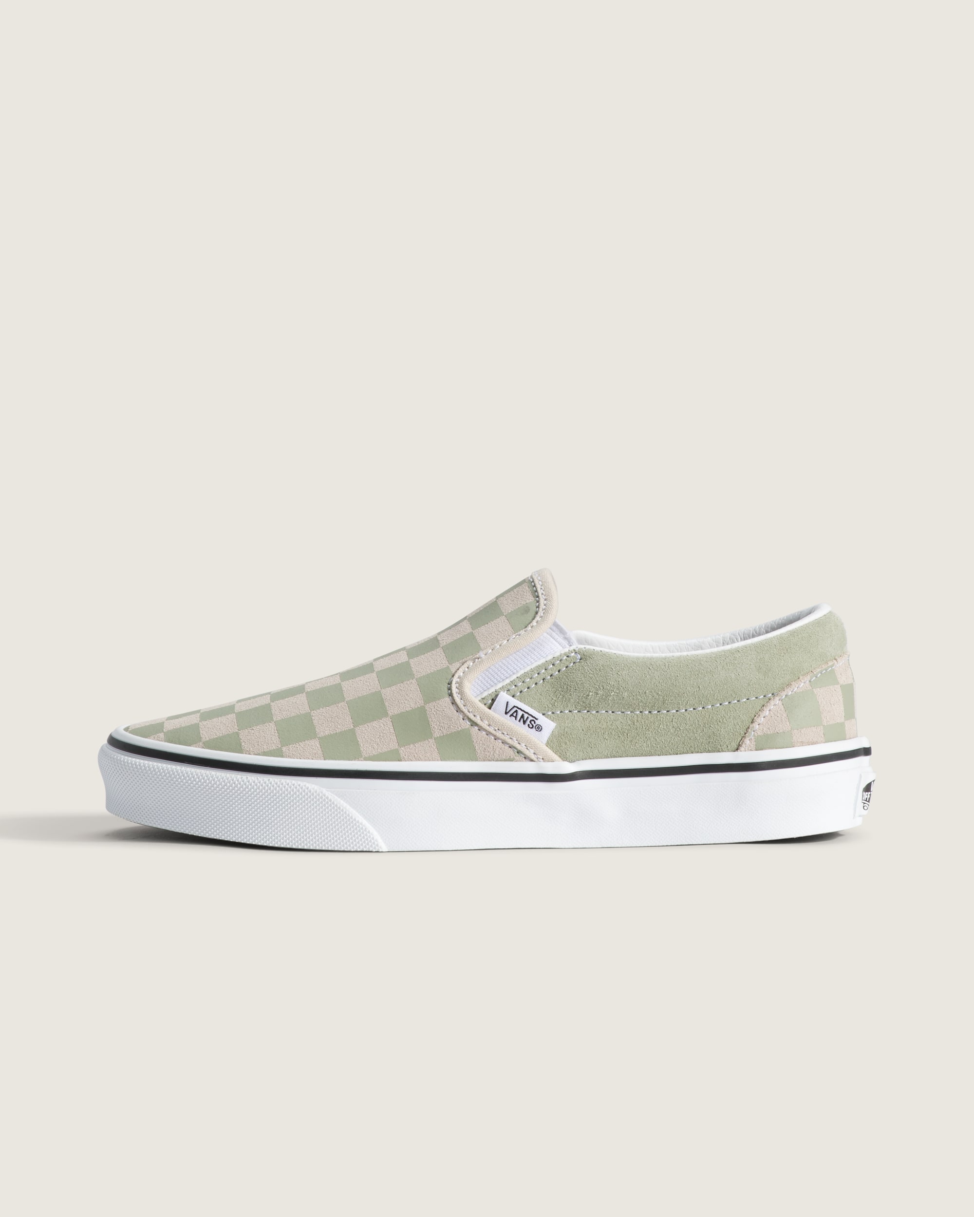 Classic SlipOn Checkerboard Shoe VANS Checkerboard Soft Sage Green HERO