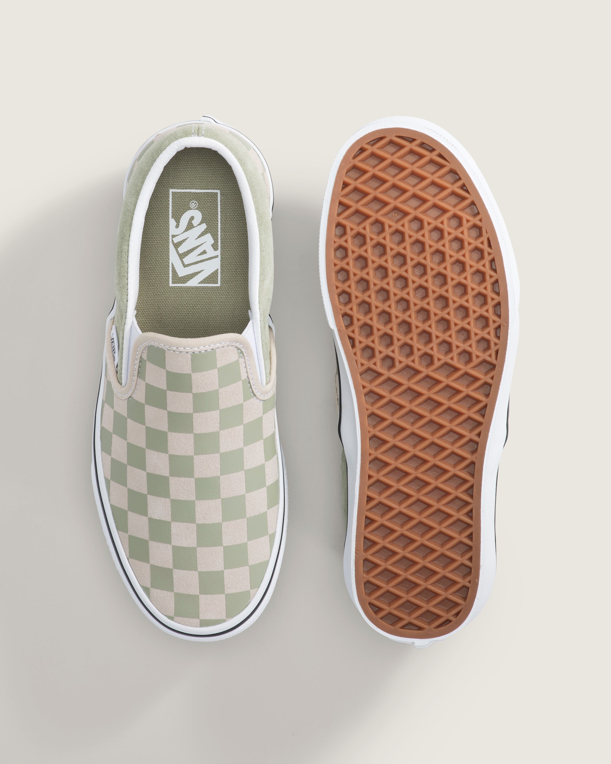 Classic SlipOn Checkerboard Shoe VANS Checkerboard Soft Sage Green ALT2