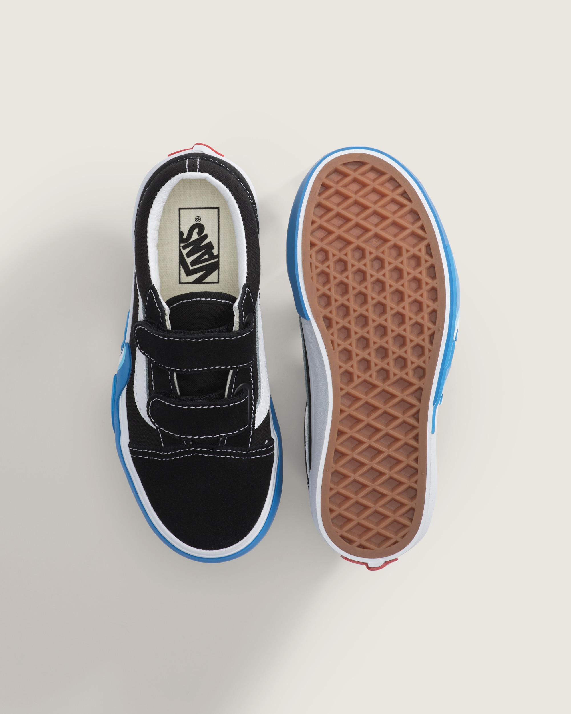 Little Kids Old Skool V Shoe VANS Black  Bright Azure Blue ALT2